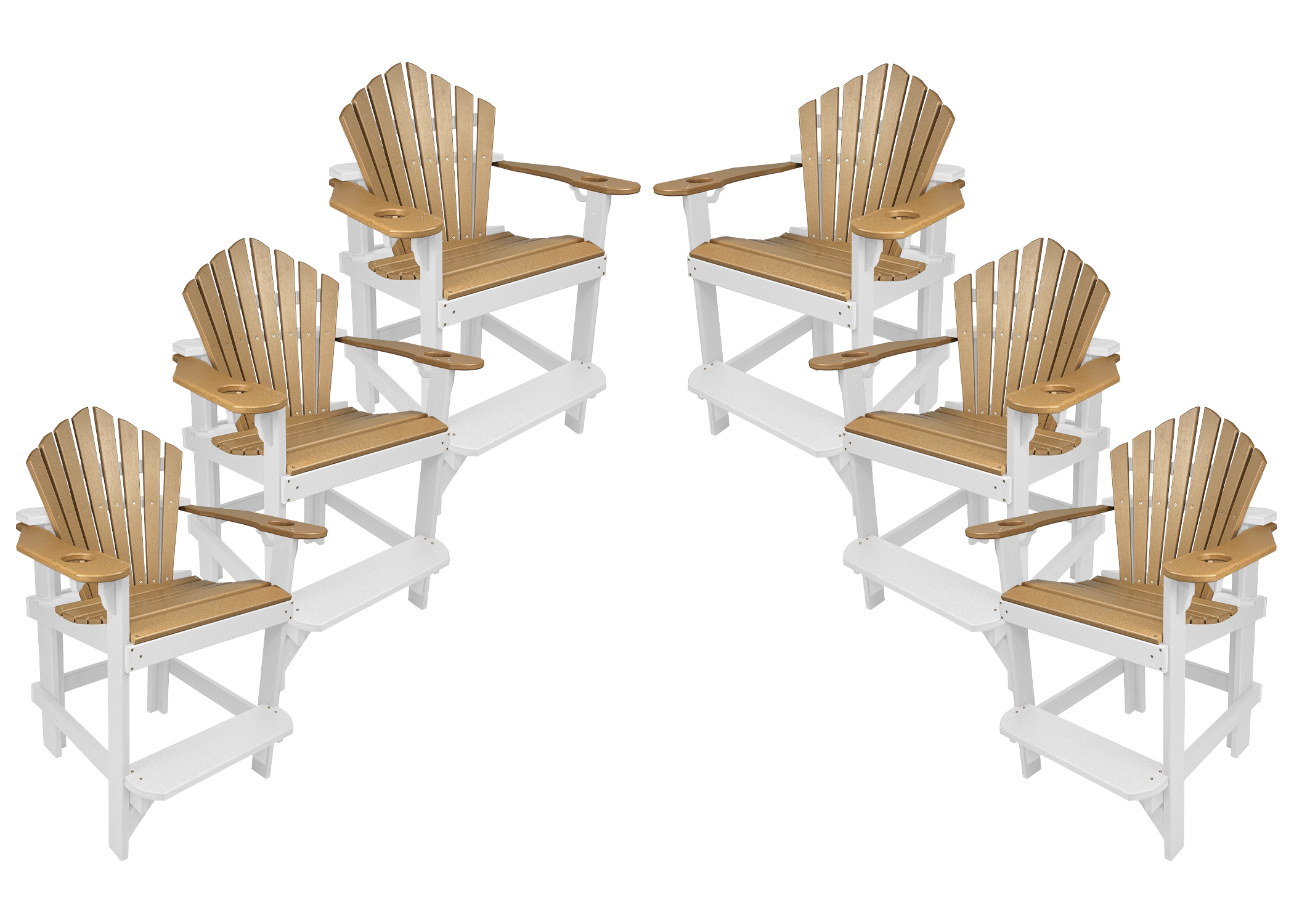 Set of 6 - Bridgewater Counter Chairs With Built In Cupholders
