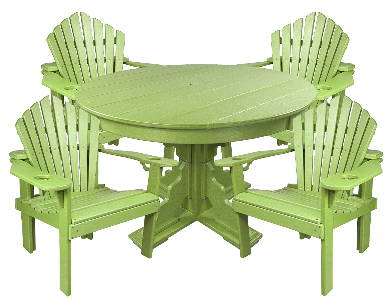 5-Piece 44”rd. Bridgewater Dining Set With Built In Cupholders