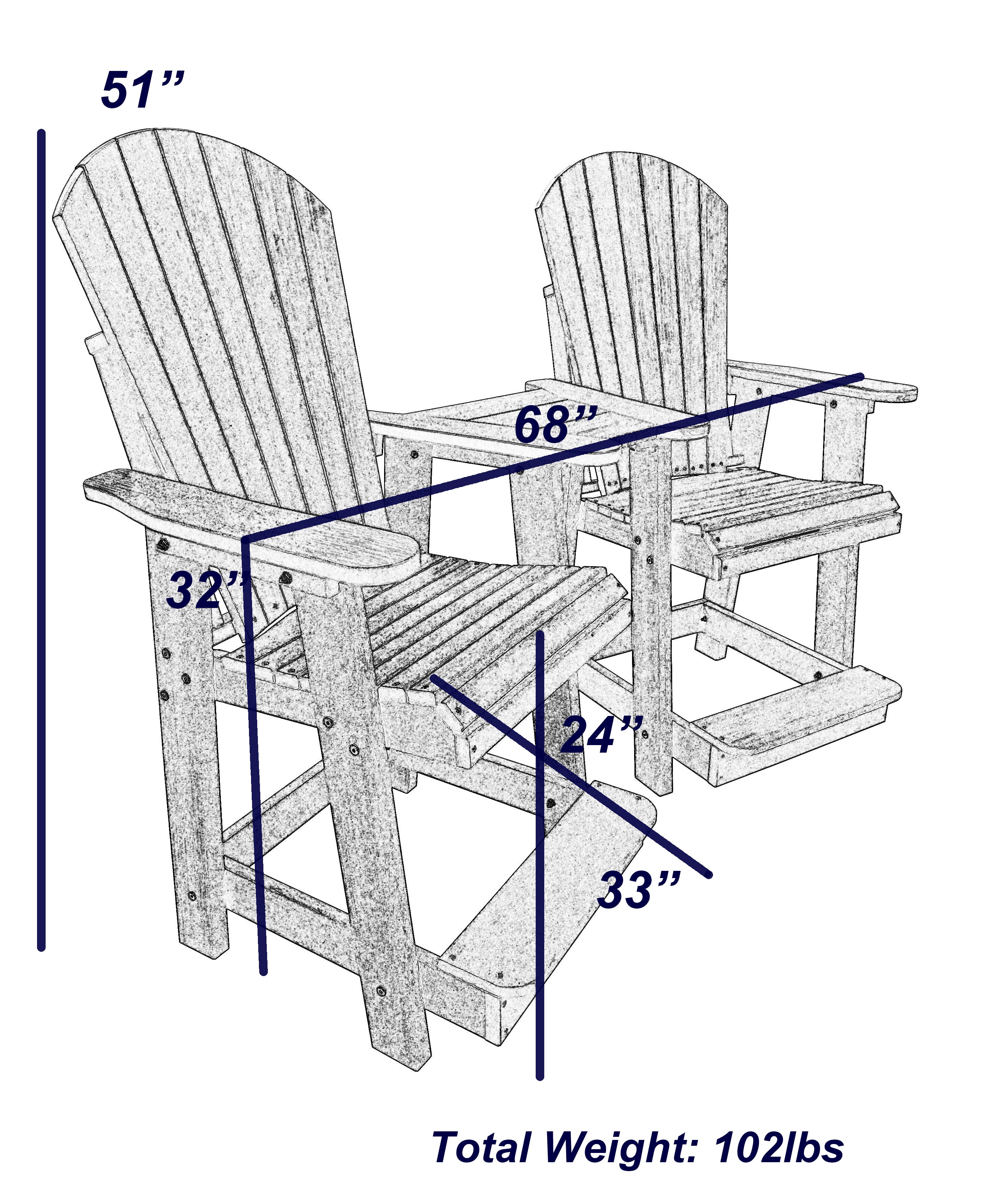 DURAWEATHER POLY® Lakeside Counter Height Tete-a-tete