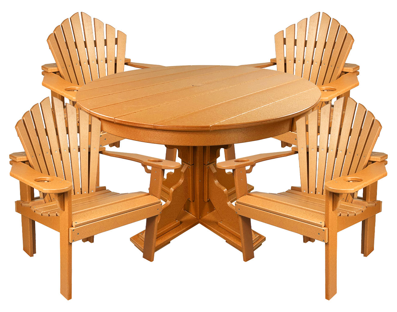 5-Piece 44”rd. Bridgewater Dining Set With Built In Cupholders