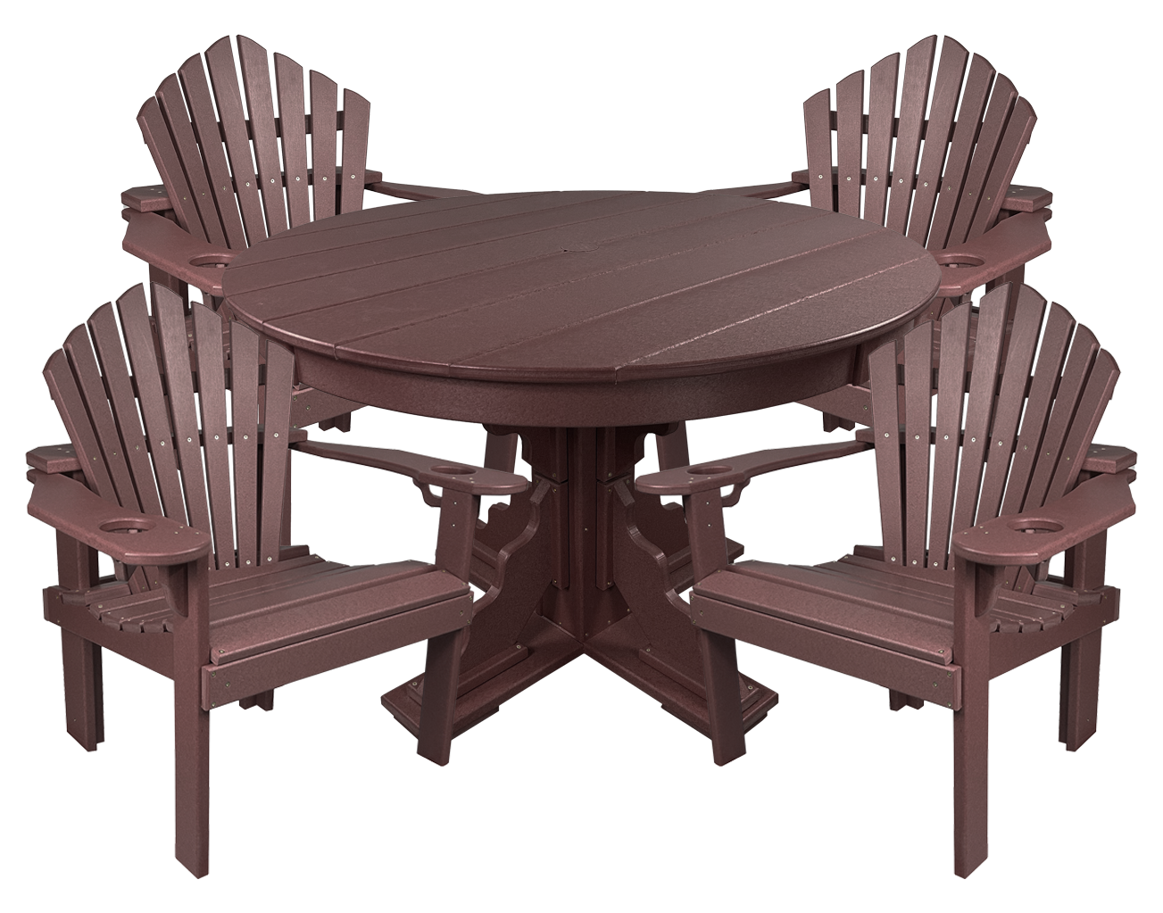 5-Piece 44”rd. Bridgewater Dining Set With Built In Cupholders