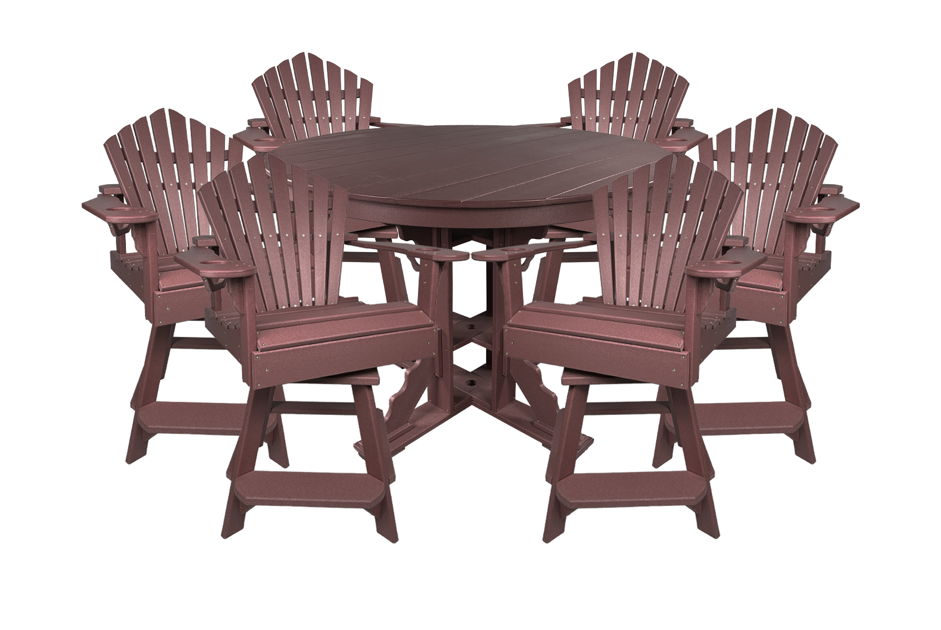 7-Piece 60”rd. Bridgewater Counter Swivels With Built In Cupholders Set