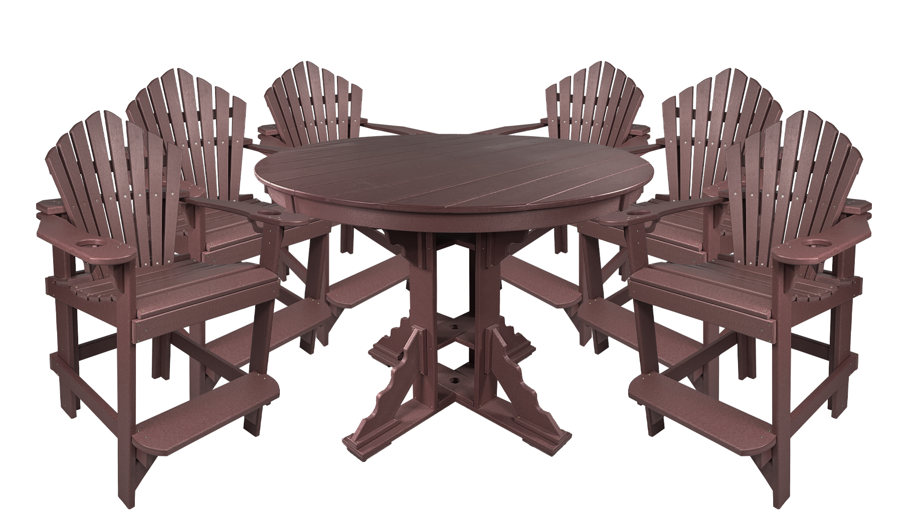 7-Piece 60”rd. Bridgewater Counter Set With Built In Cupholders