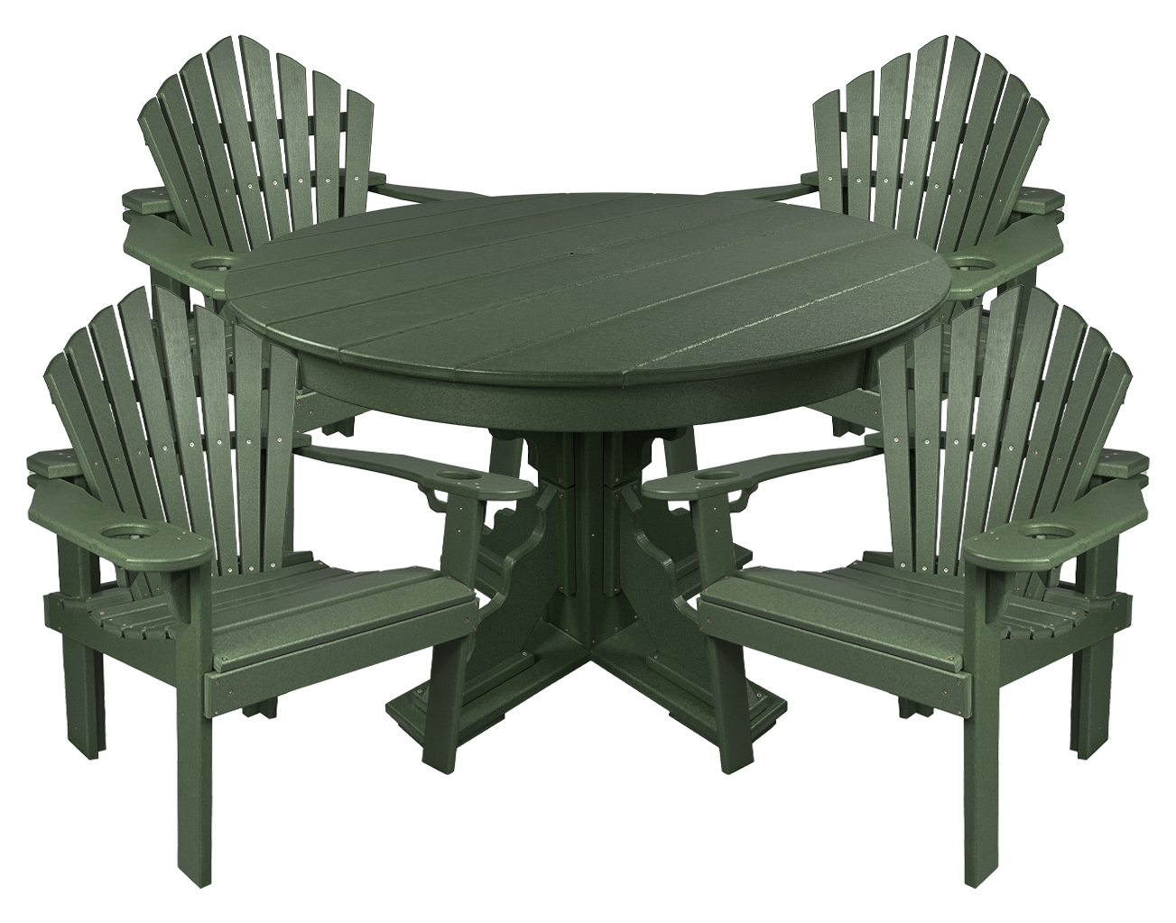 5-Piece 44”rd. Bridgewater Dining Set With Built In Cupholders