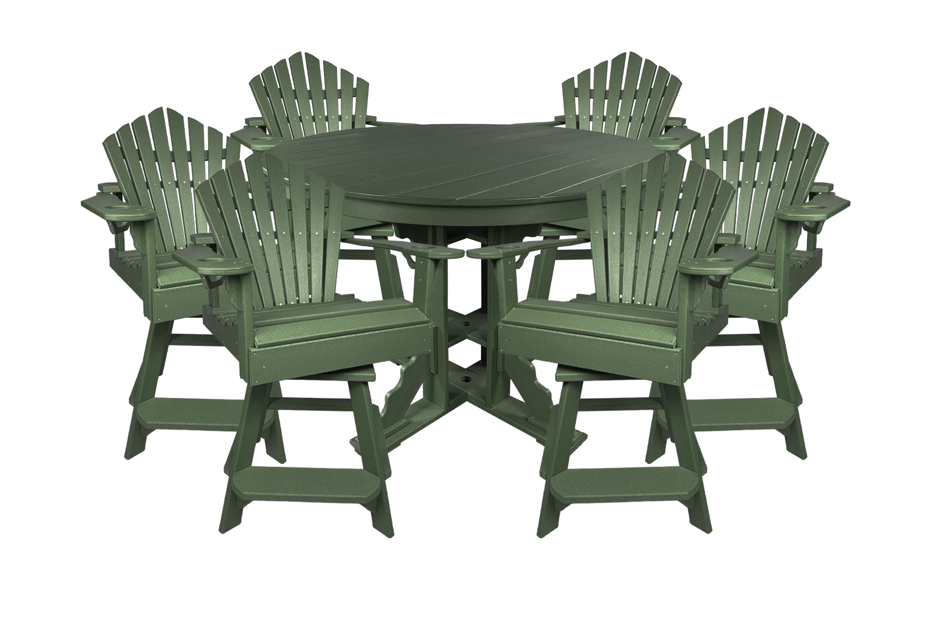 7-Piece 60”rd. Bridgewater Counter Swivels With Built In Cupholders Set