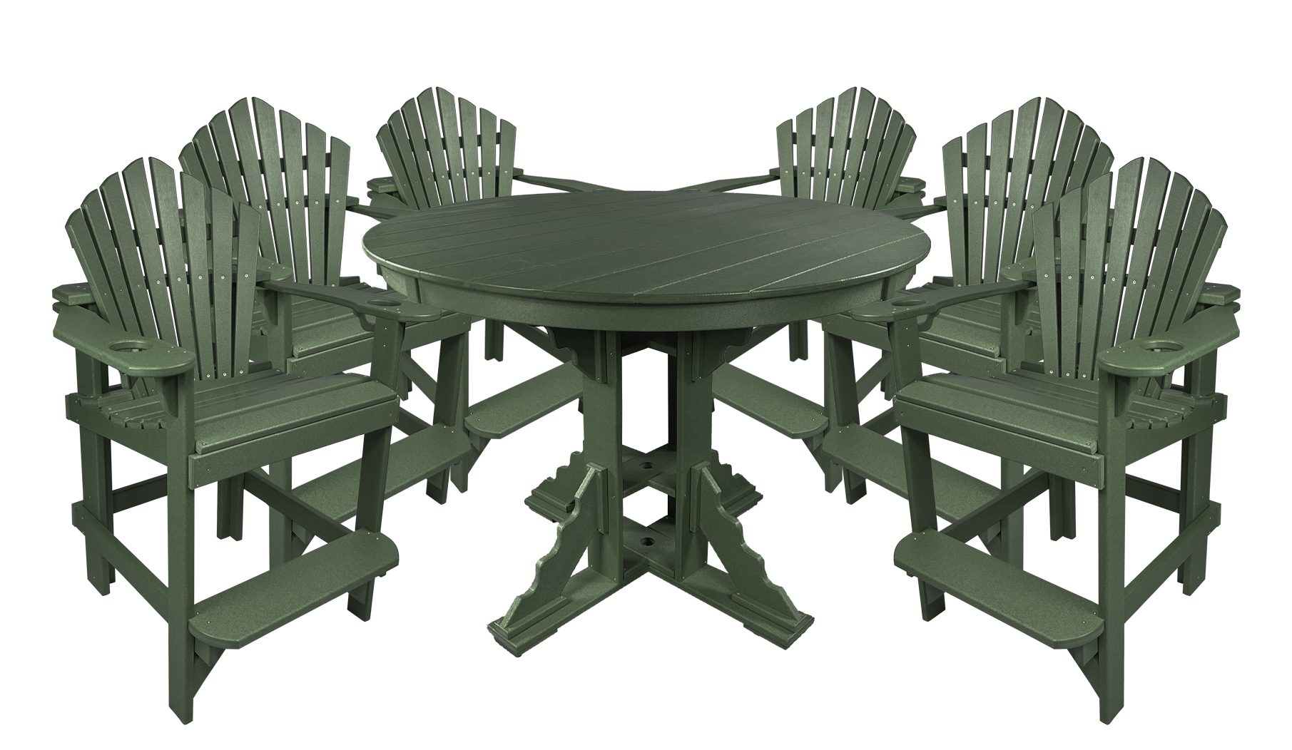 7-Piece 60”rd. Bridgewater Counter Set With Built In Cupholders