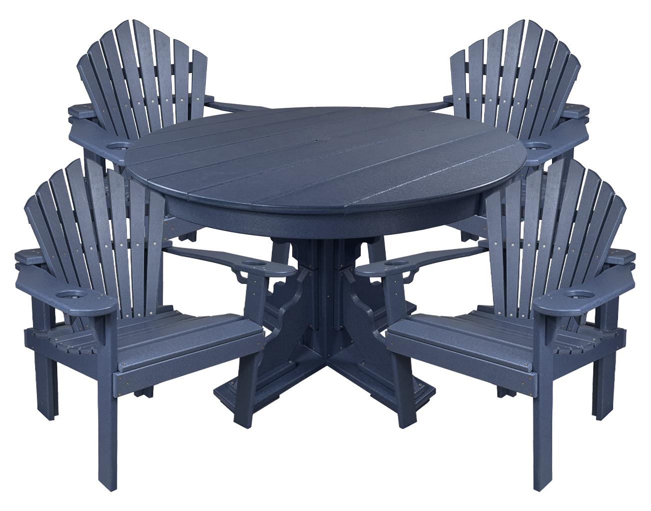 5-Piece 44”rd. Bridgewater Dining Set With Built In Cupholders