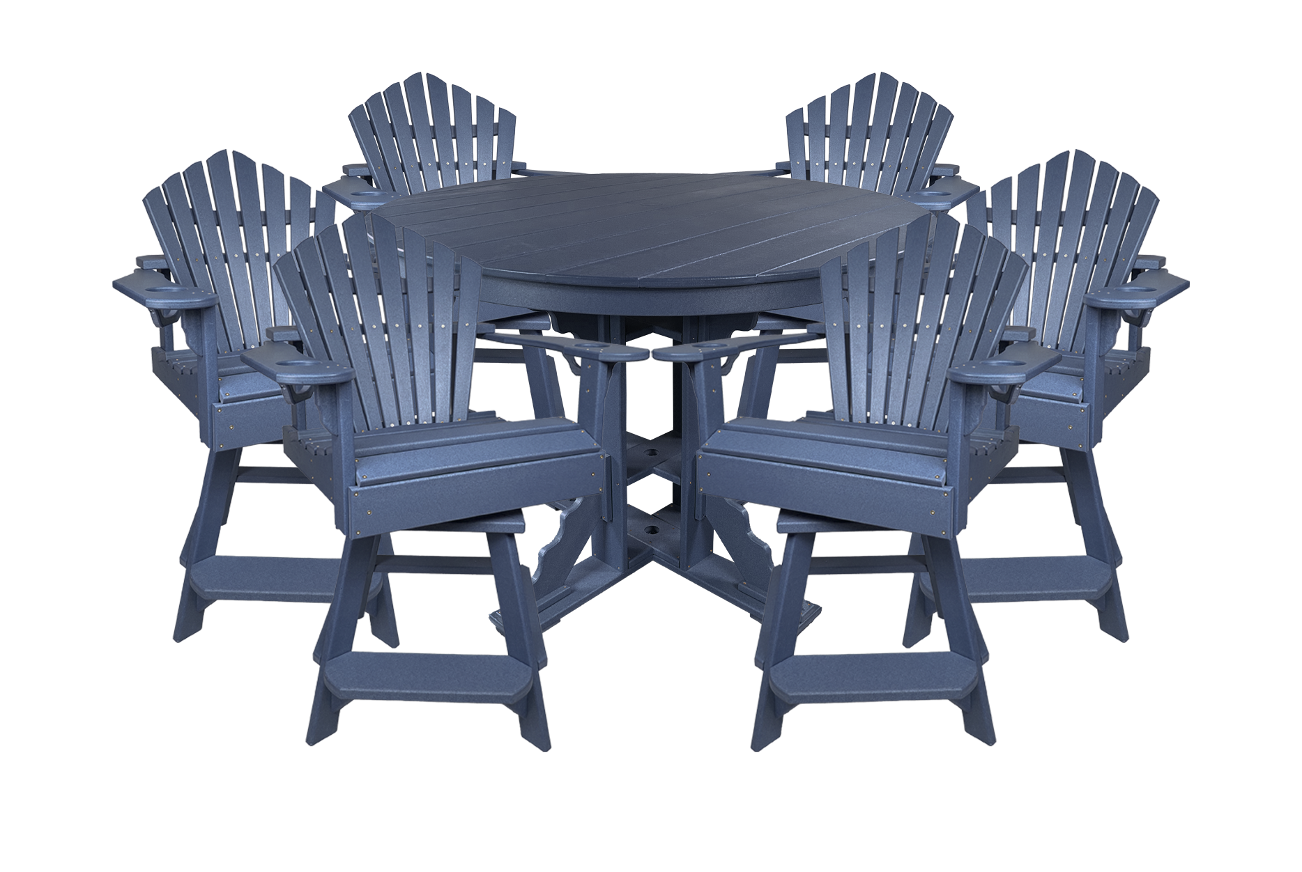 7-Piece 60”rd. Bridgewater Counter Swivels With Built In Cupholders Set