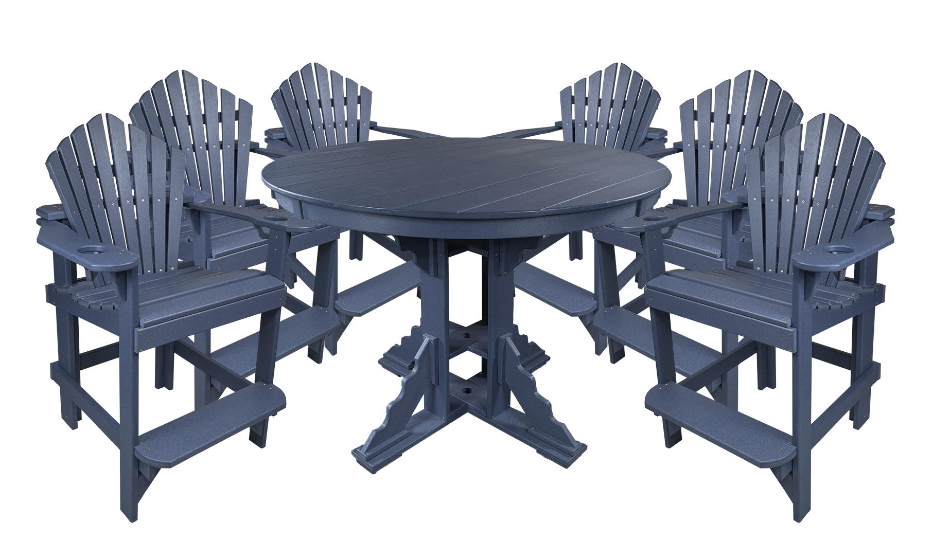 7-Piece 60”rd. Bridgewater Counter Set With Built In Cupholders