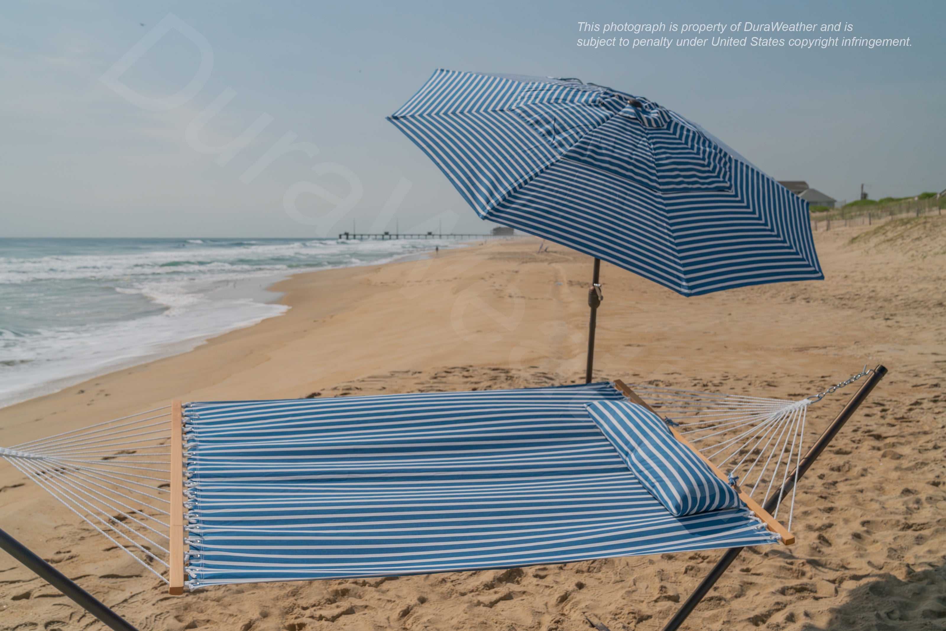 DURAWEATHER POLY® 9'ft Patio Umbrella Push Button Tilt Double Wind Vents Includes Base in Sunbrella Fabrics