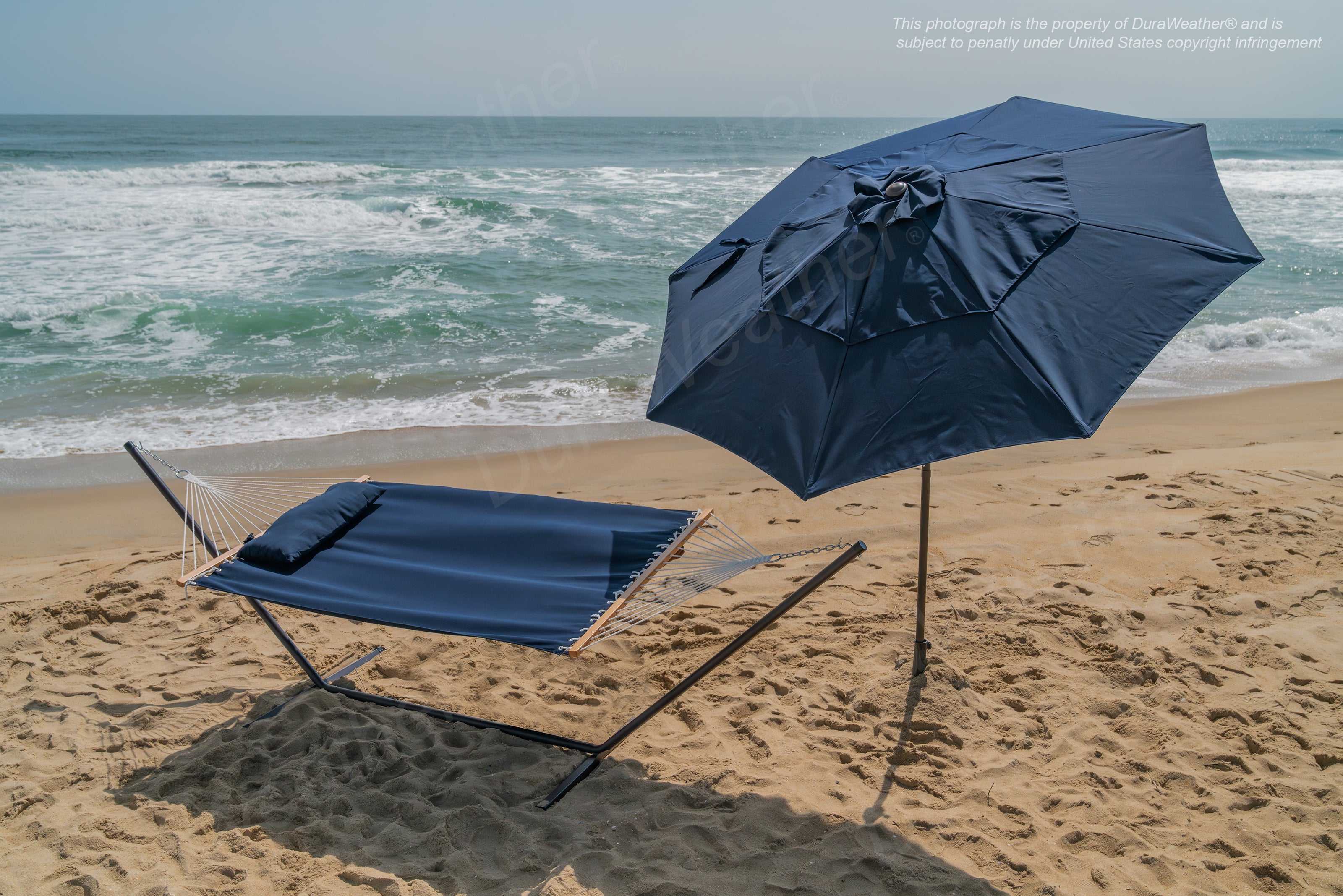 DURAWEATHER POLY® 9'ft Patio Umbrella Push Button Tilt Double Wind Vents Includes Base in Sunbrella Fabrics