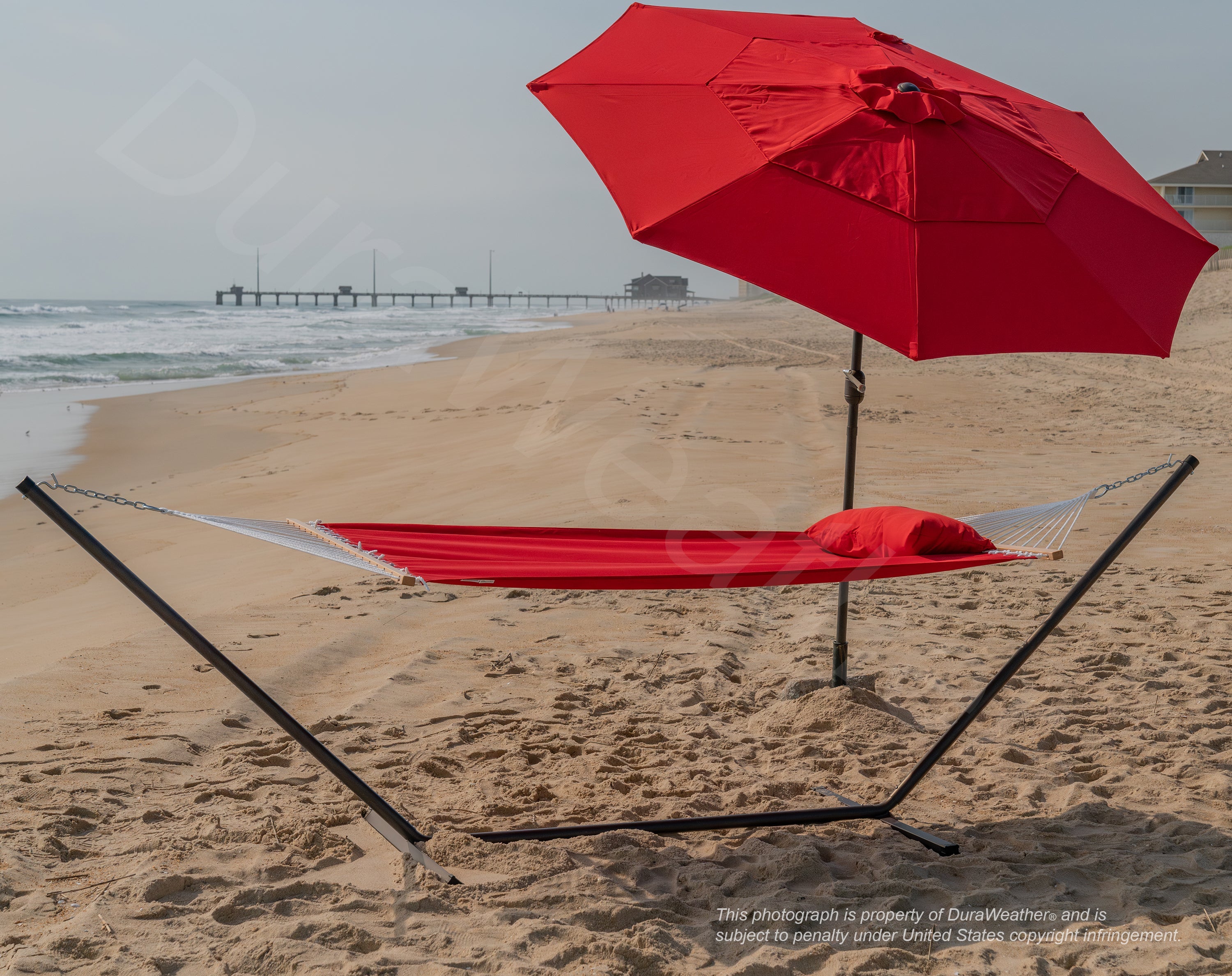 DURAWEATHER POLY® 9'ft Patio Umbrella Push Button Tilt Double Wind Vents Includes Base in Sunbrella Fabrics