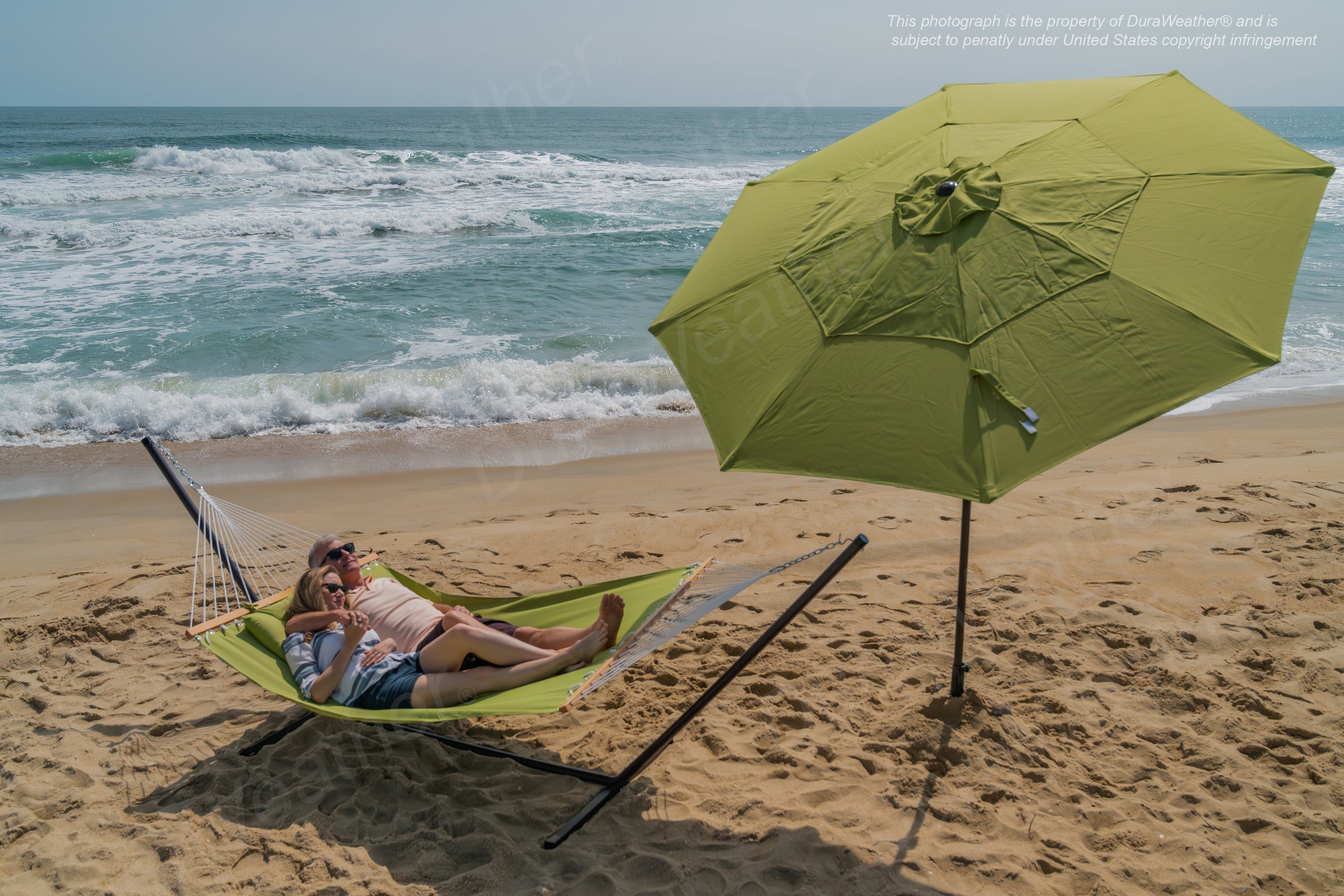 DURAWEATHER POLY® 9'ft Patio Umbrella Push Button Tilt Double Wind Vents Includes Base in Sunbrella Fabrics
