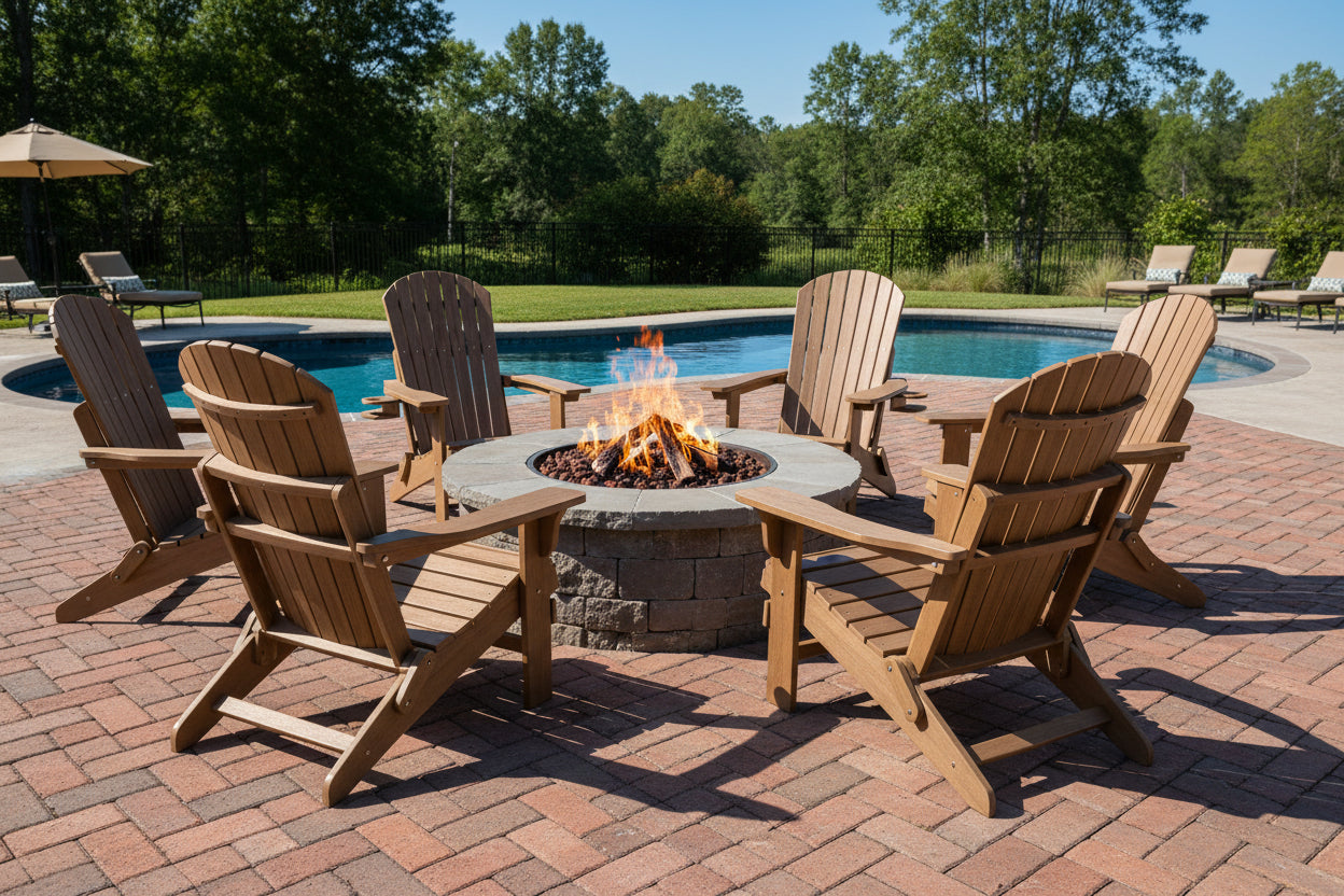 Folding Adirondack Chair with Built in Footrest & Cup/Wine Holders King Size