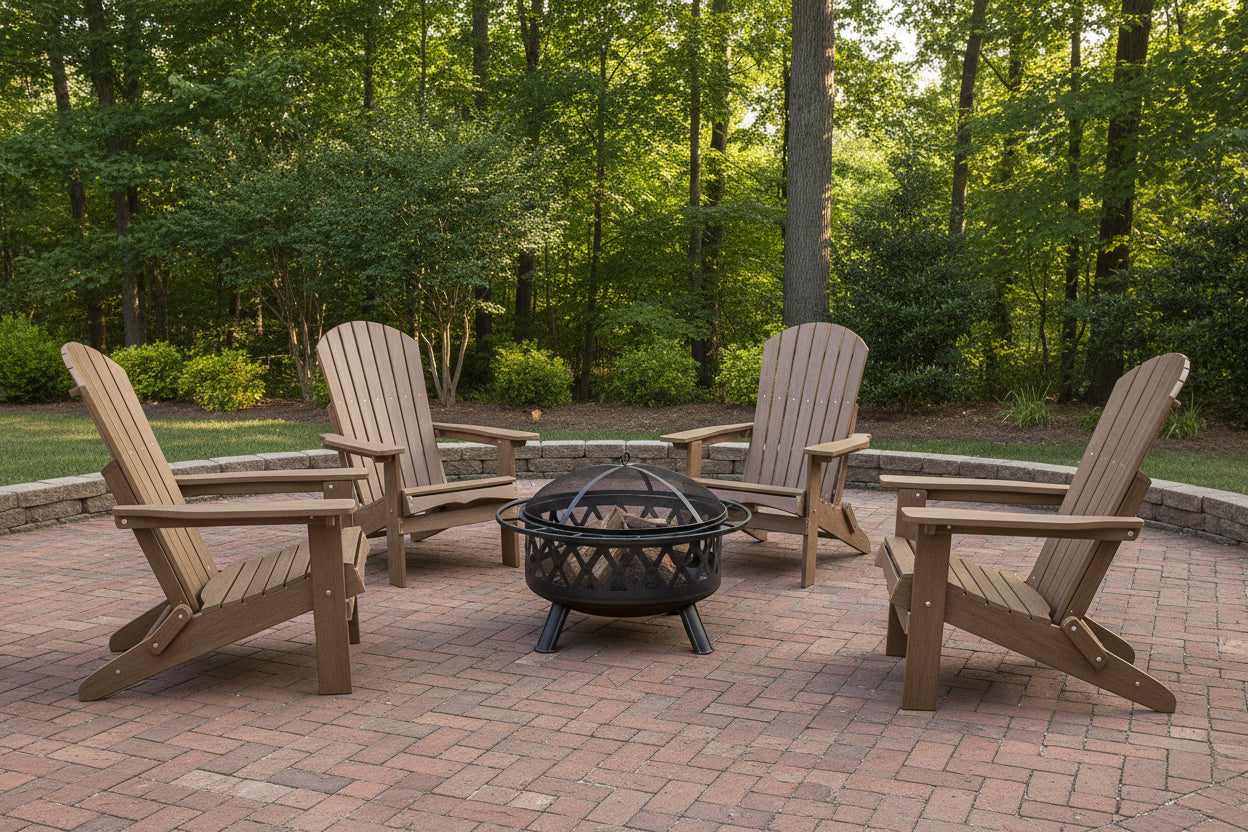Folding Adirondack Chair with Built in Footrest & Cup/Wine Holders King Size