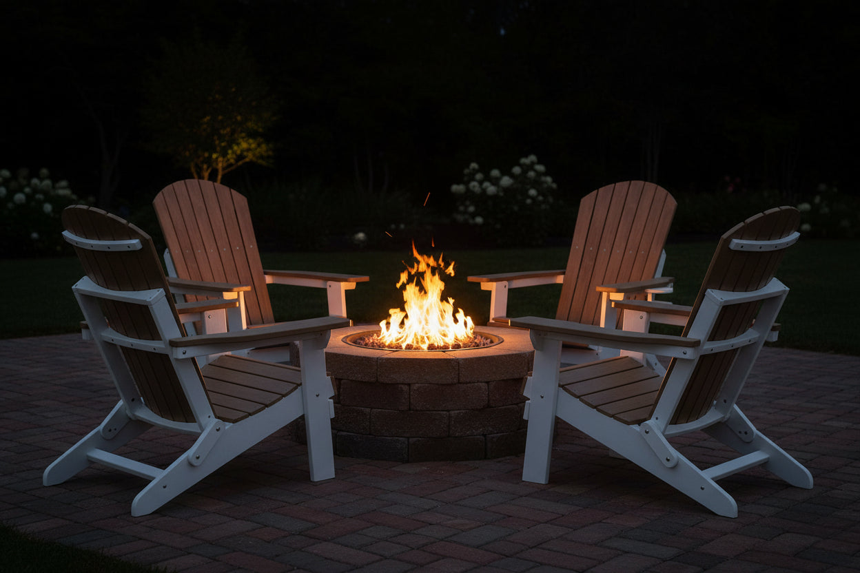 Folding Adirondack Chair with Built in Footrest & Cup/Wine Holders King Size