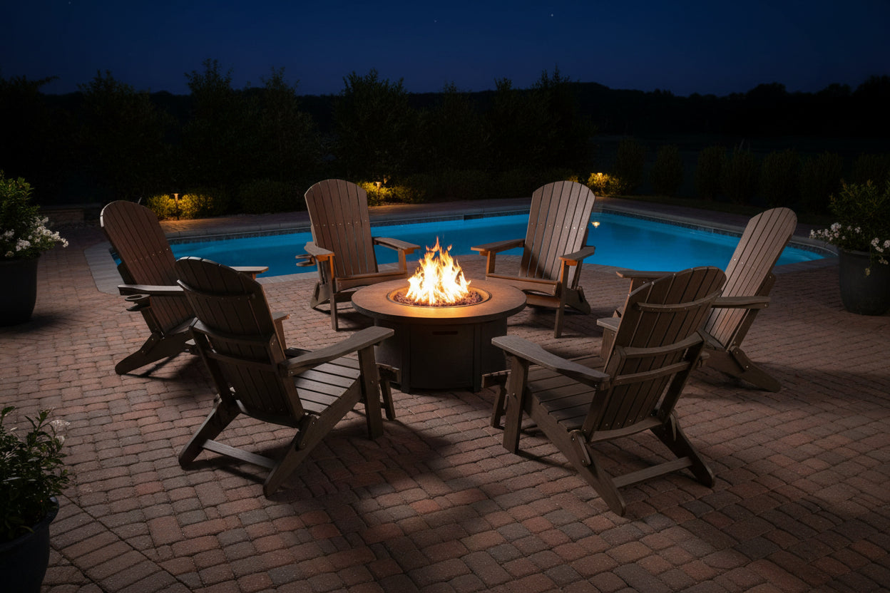 Folding Adirondack Chair with Built in Footrest & Cup/Wine Holders King Size