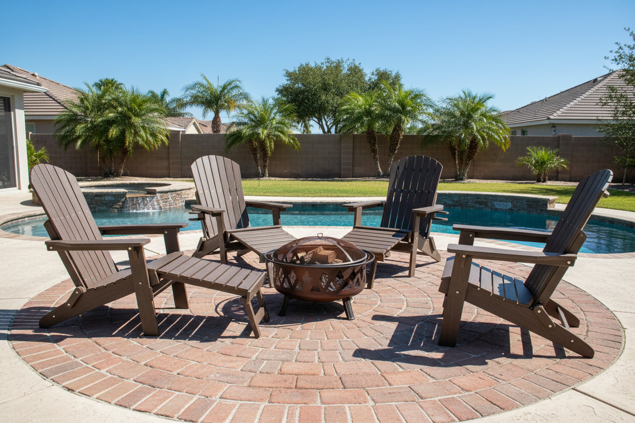 Folding Adirondack Chair with Built in Footrest & Cup/Wine Holders King Size