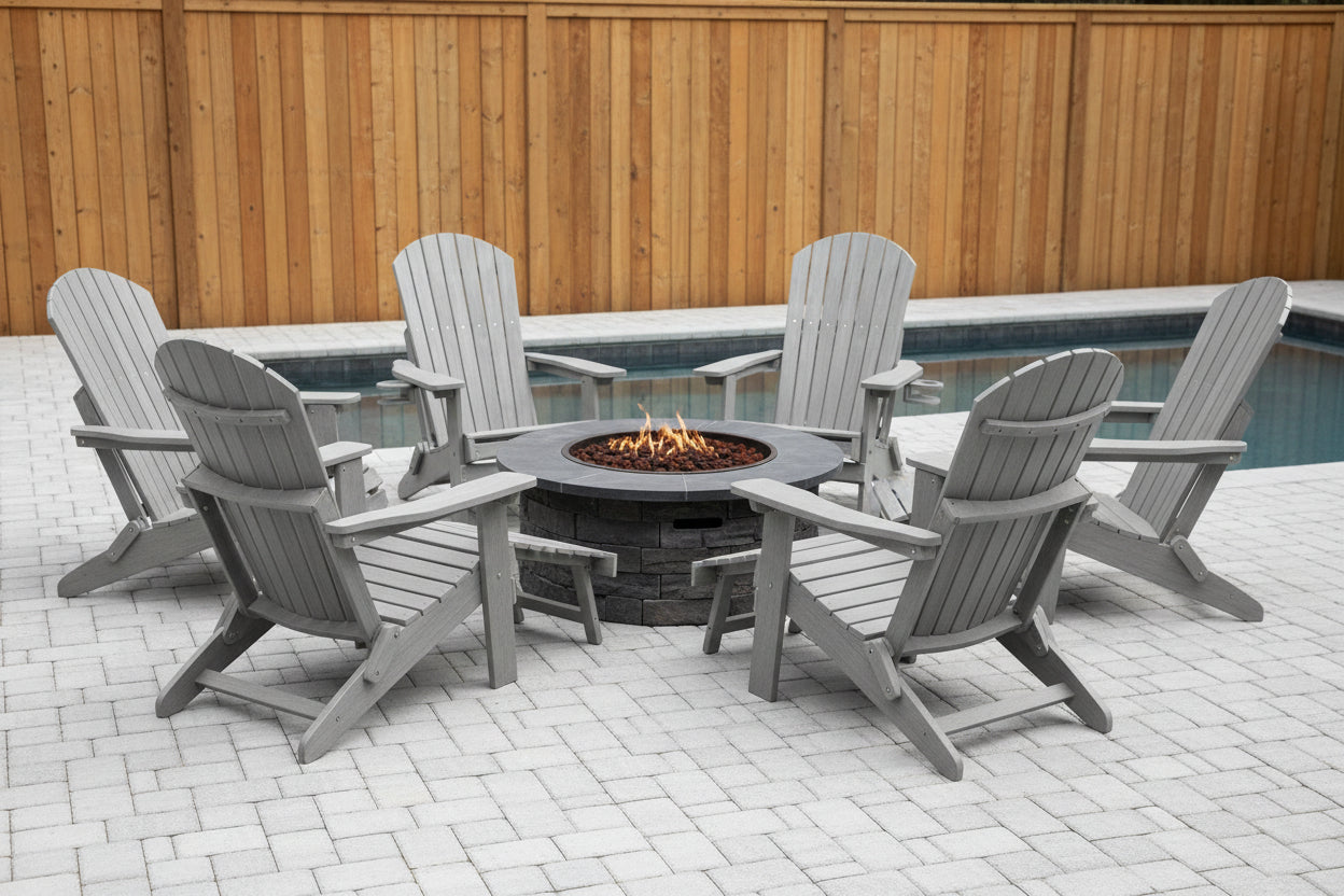 Folding Adirondack Chair with Built in Footrest & Cup/Wine Holders King Size