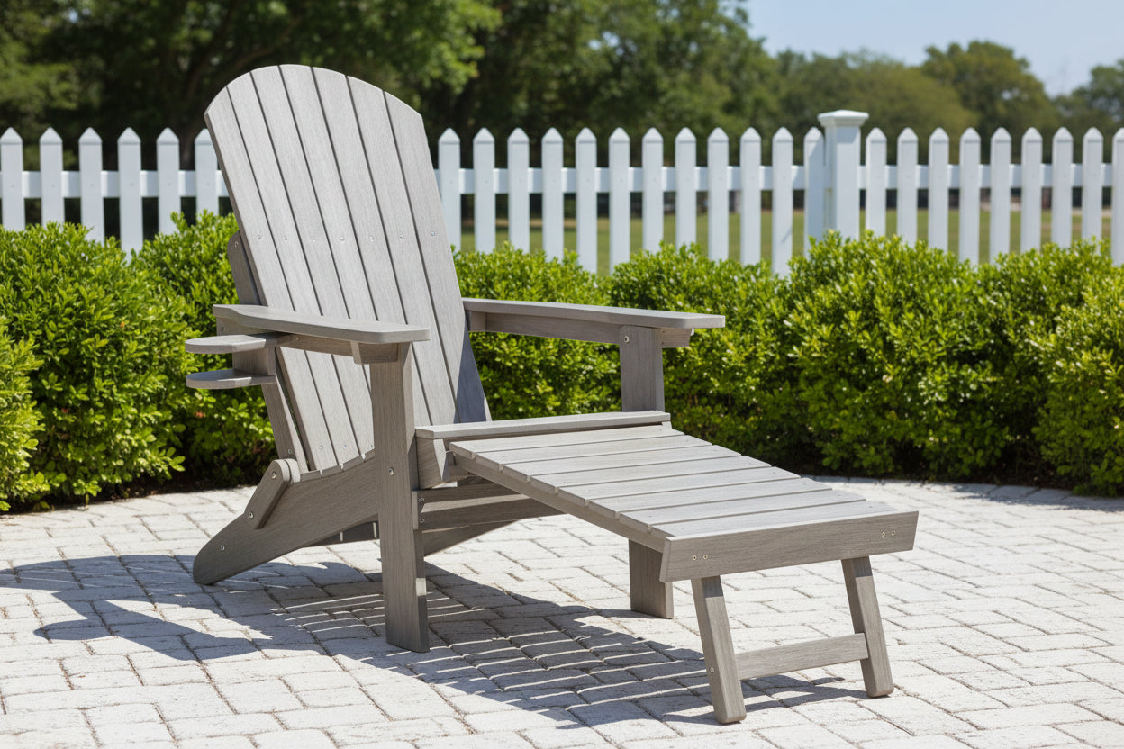 Folding Adirondack Chair with Built in Footrest & Cup/Wine Holders King Size
