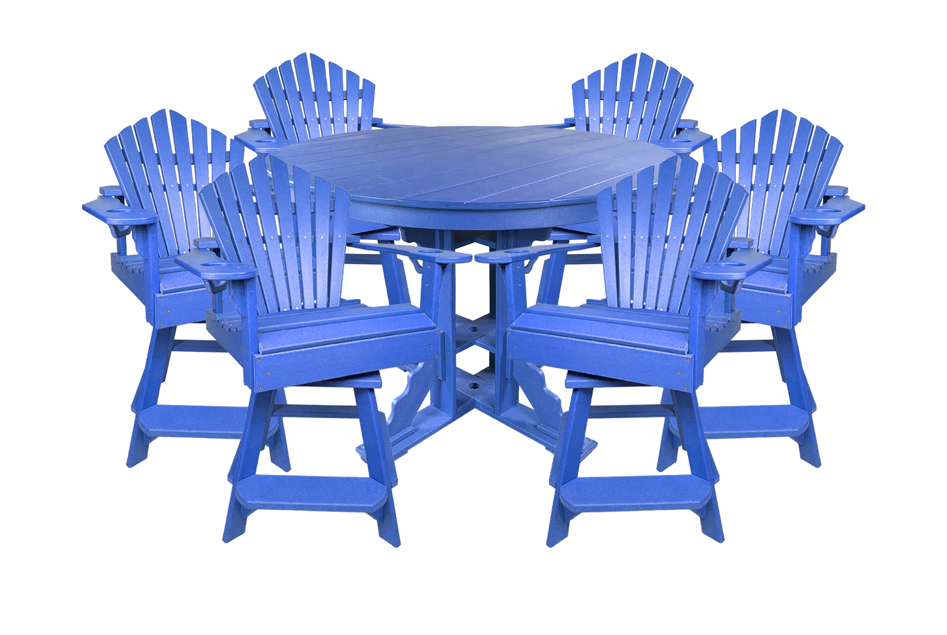 7-Piece 60”rd. Bridgewater Counter Swivels With Built In Cupholders Set