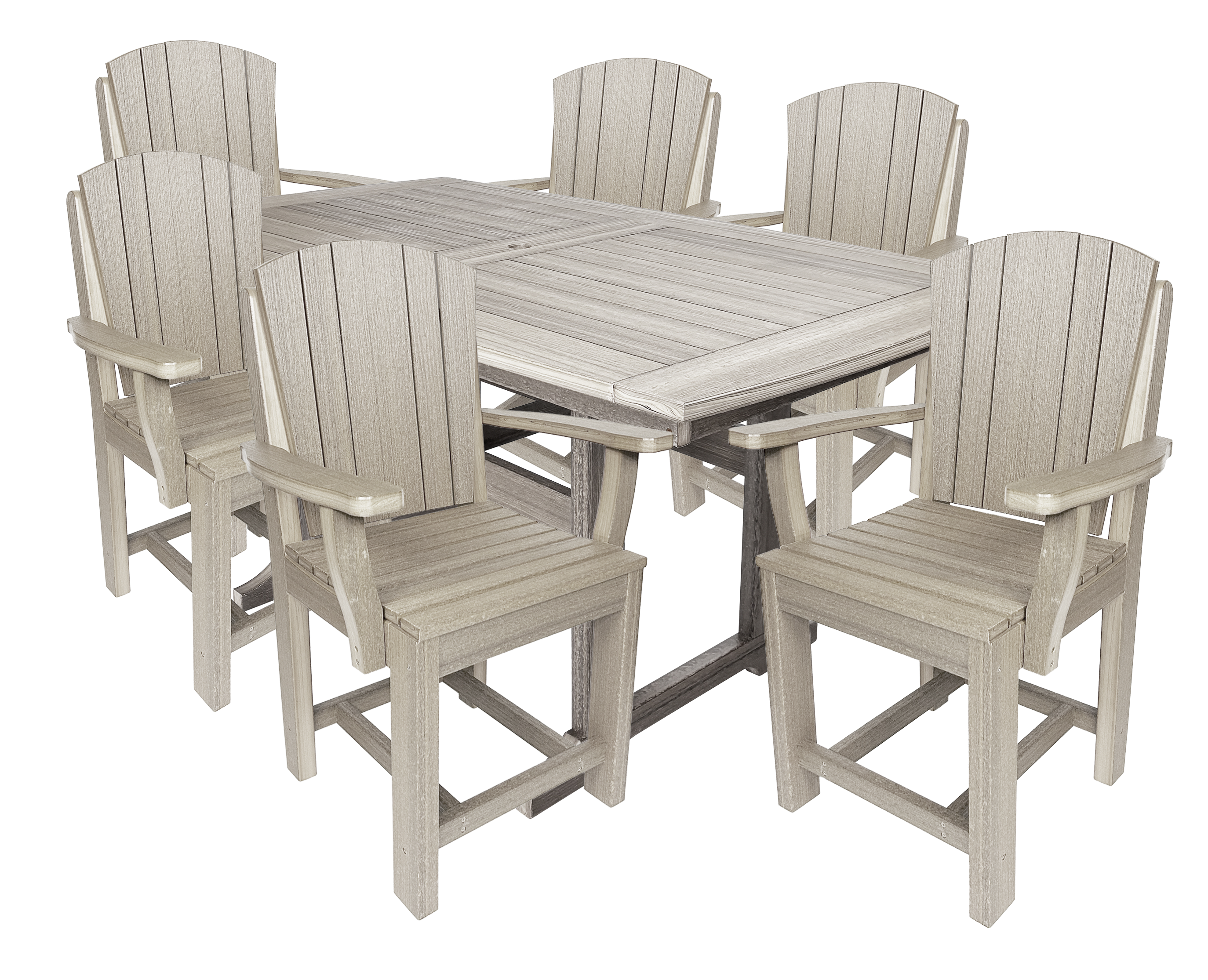 7-Piece Plantation Dining Set With 6 Arm Chairs