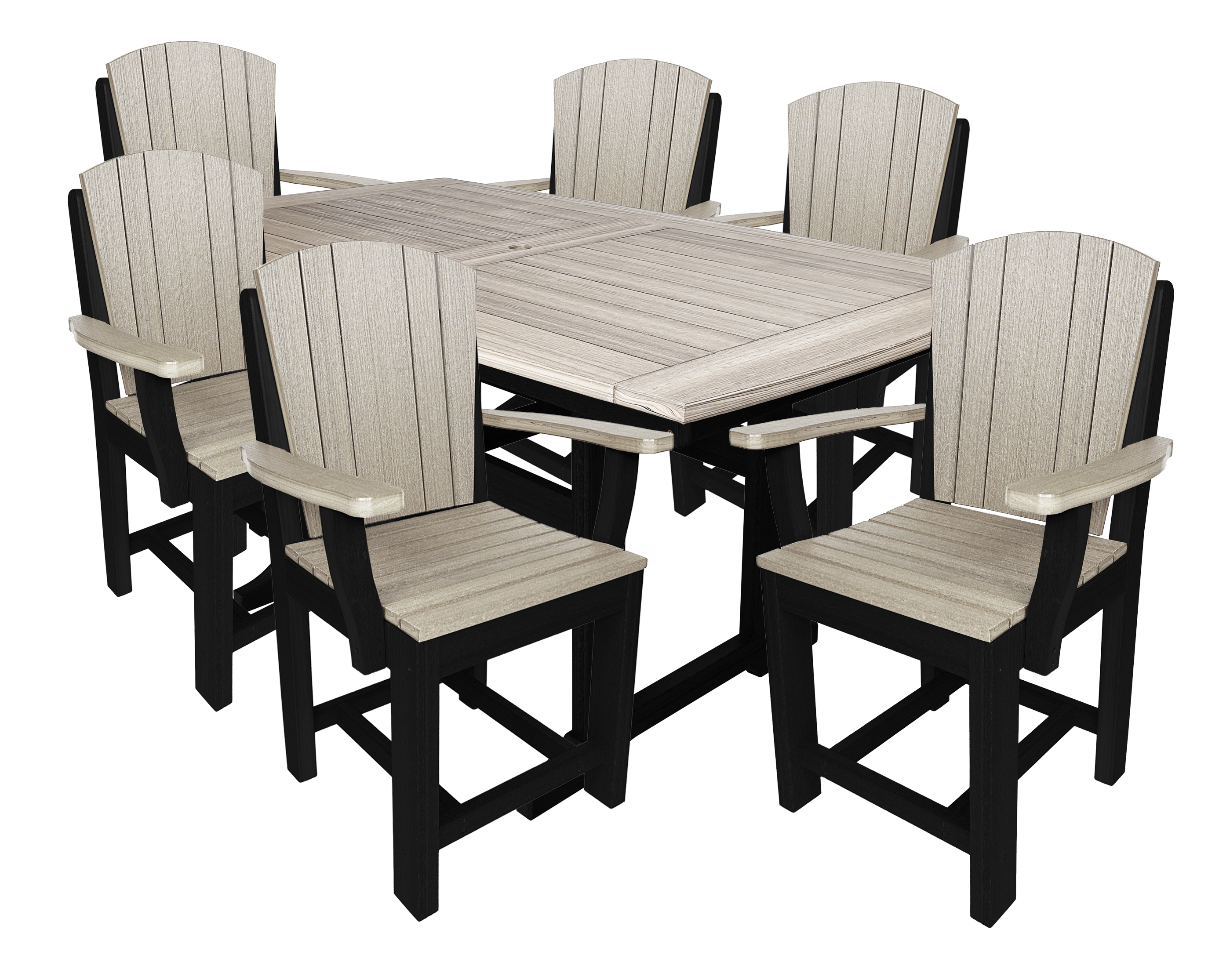 7-Piece Plantation Dining Set With 6 Arm Chairs