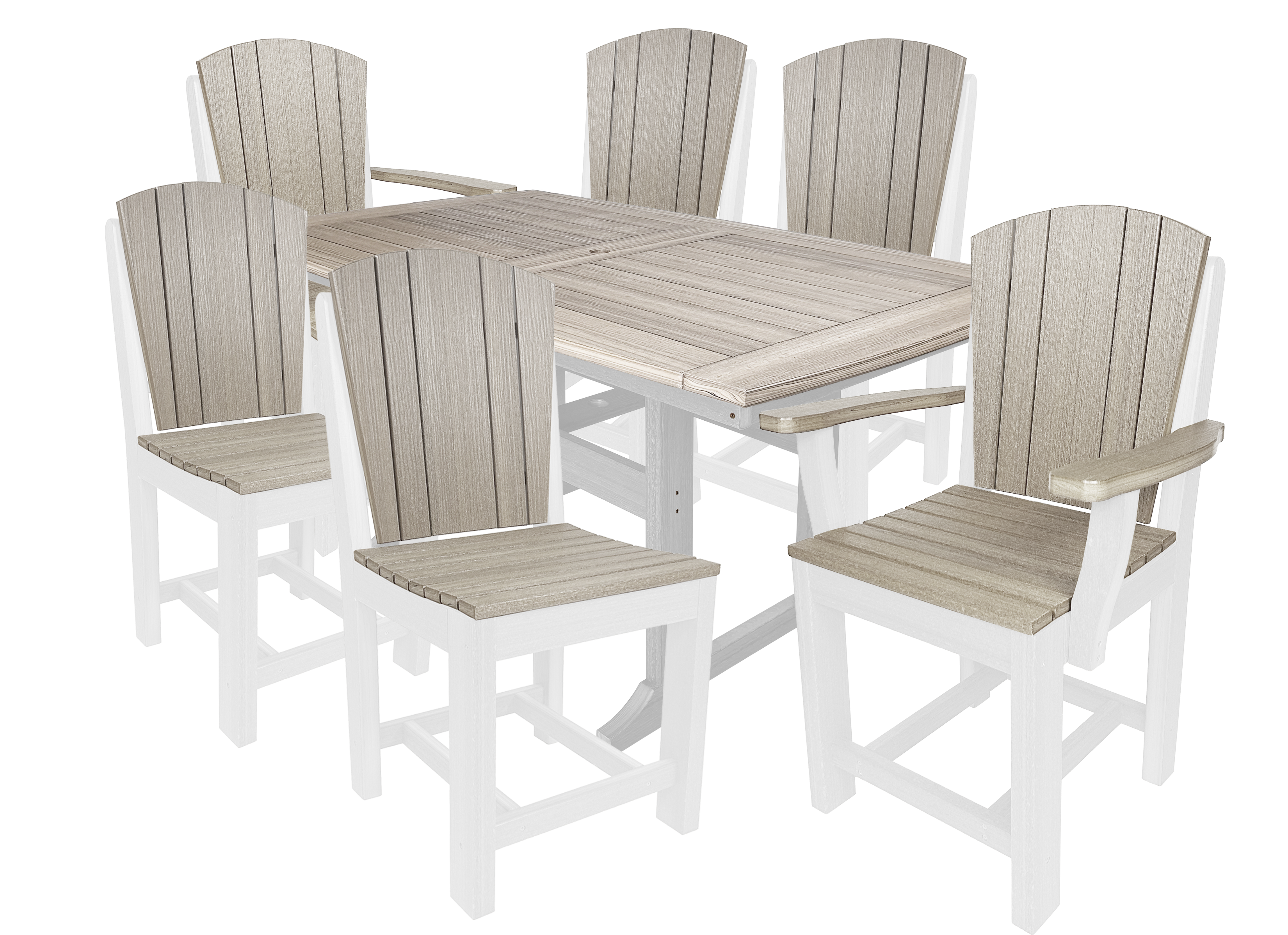 7-Piece Plantation Dining Set With 2 Arm Chairs and 4 Side Chairs