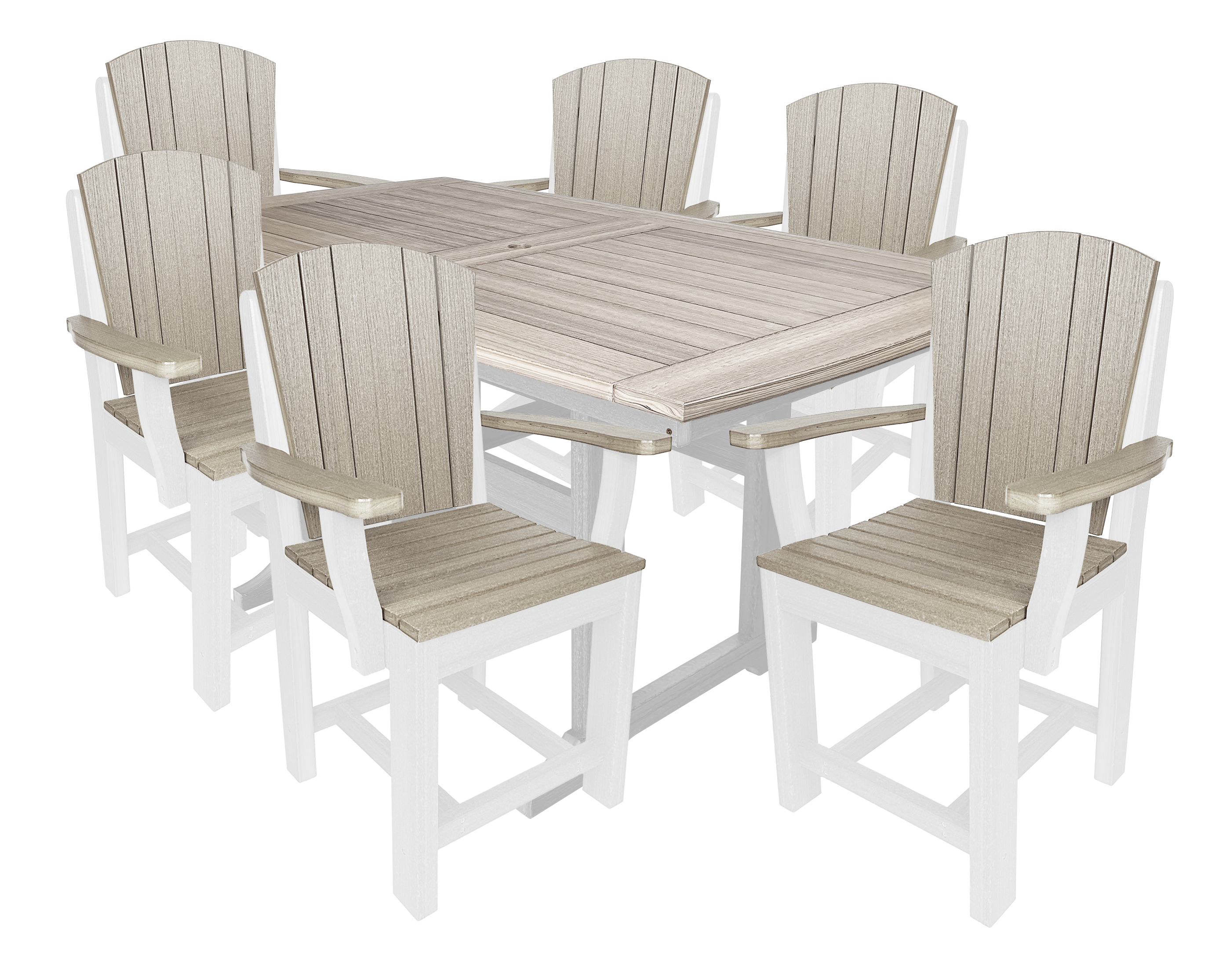 7-Piece Plantation Dining Set With 6 Arm Chairs
