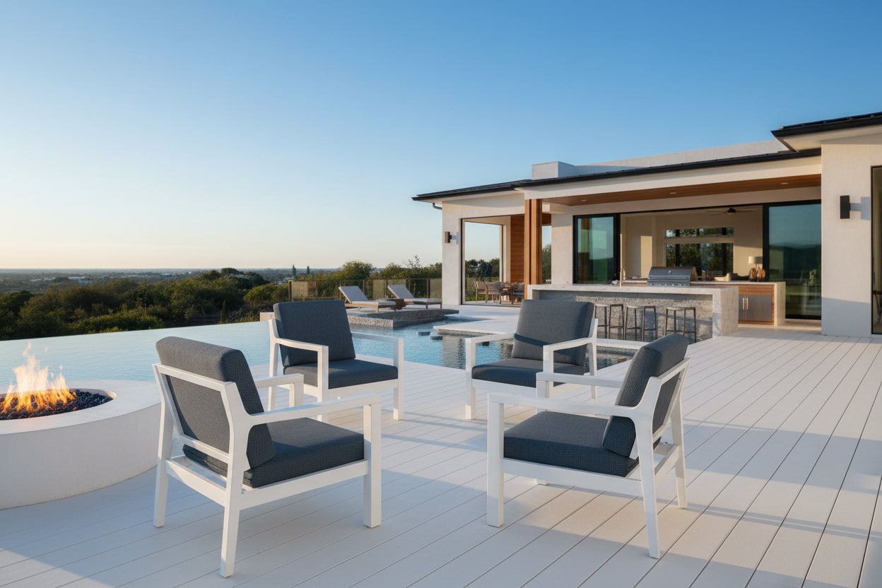 Set of 4 Mayfair Outdoor Lounge Chairs Sunbrella® Fabric