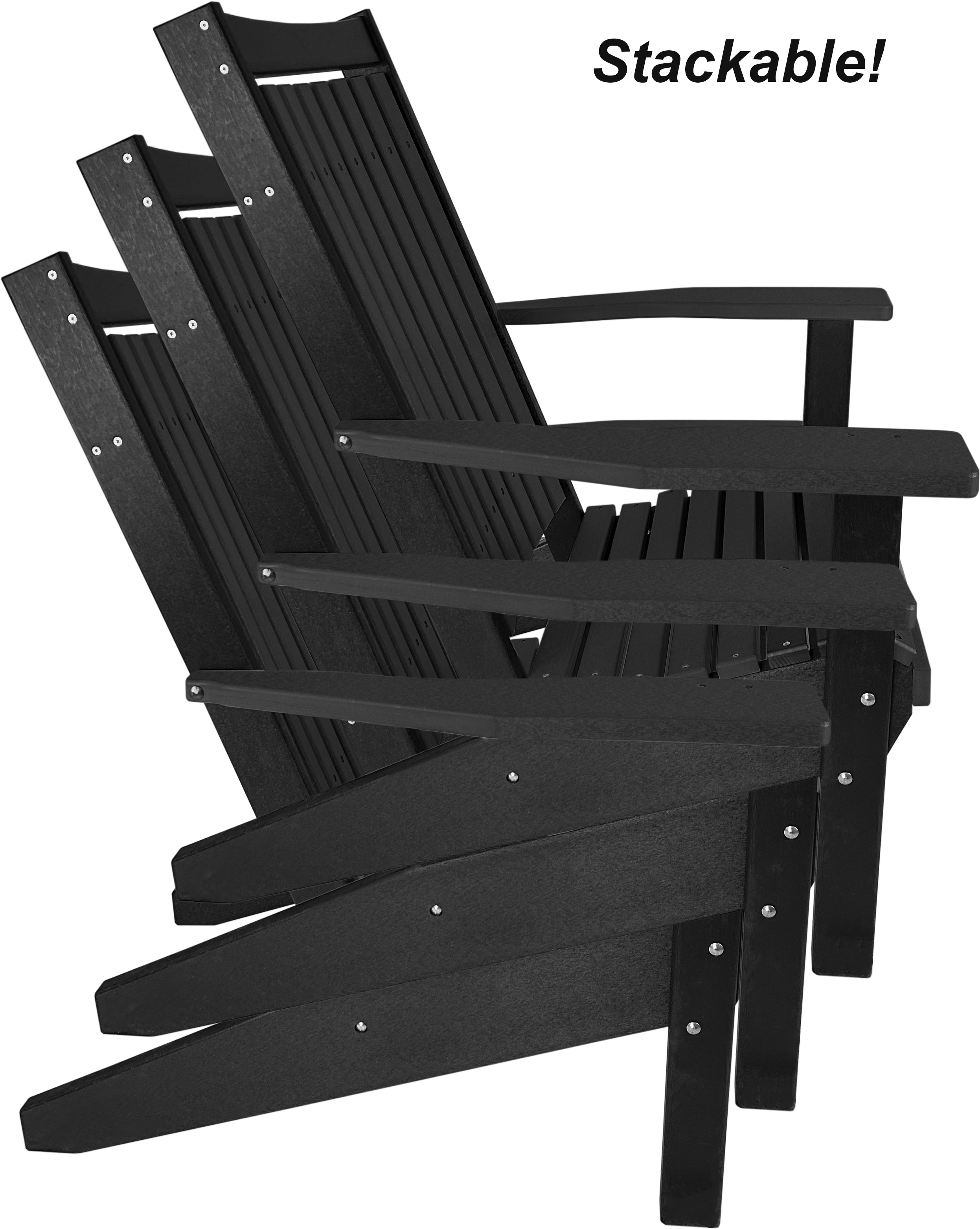 Set of 8 Stackable King Size Adirondack Chairs - New