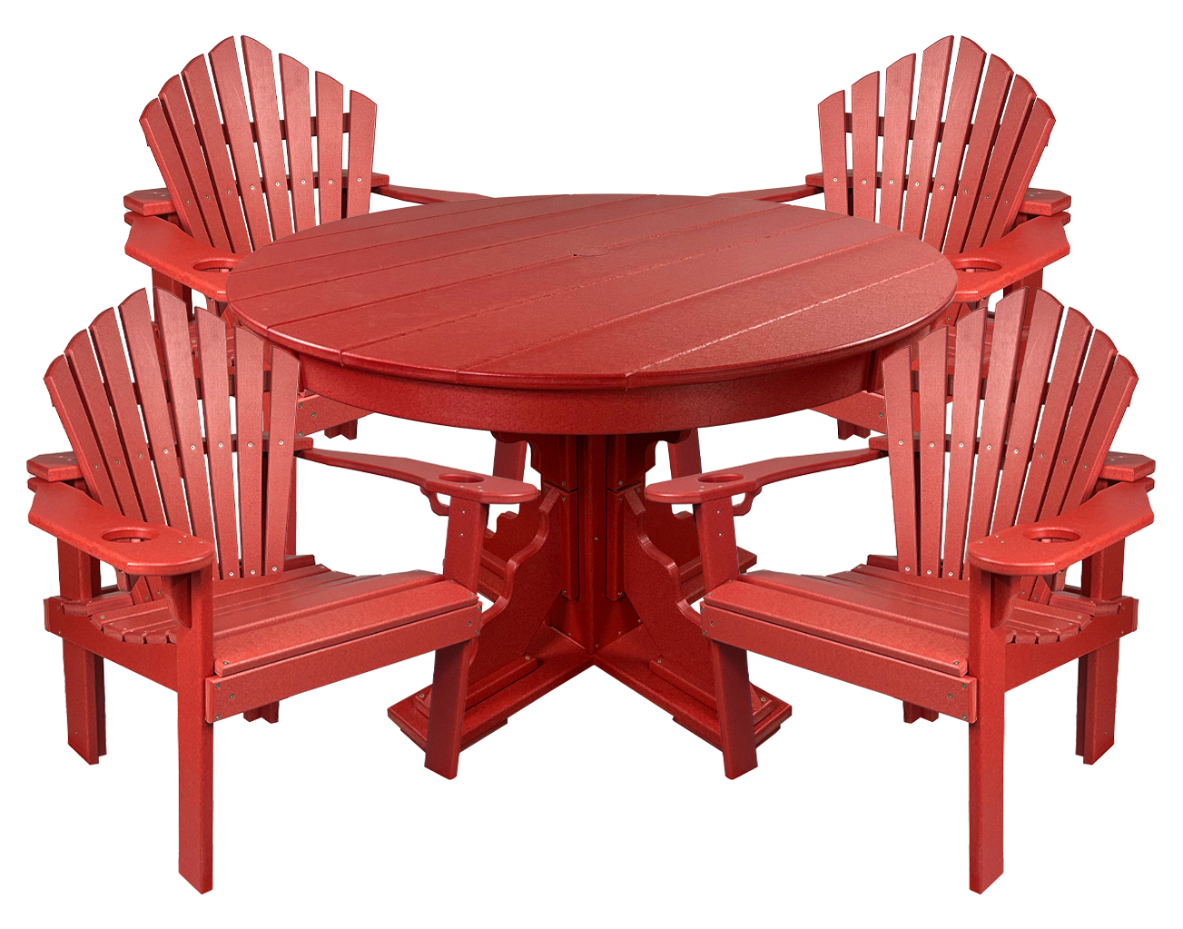 5-Piece 44”rd. Bridgewater Dining Set With Built In Cupholders