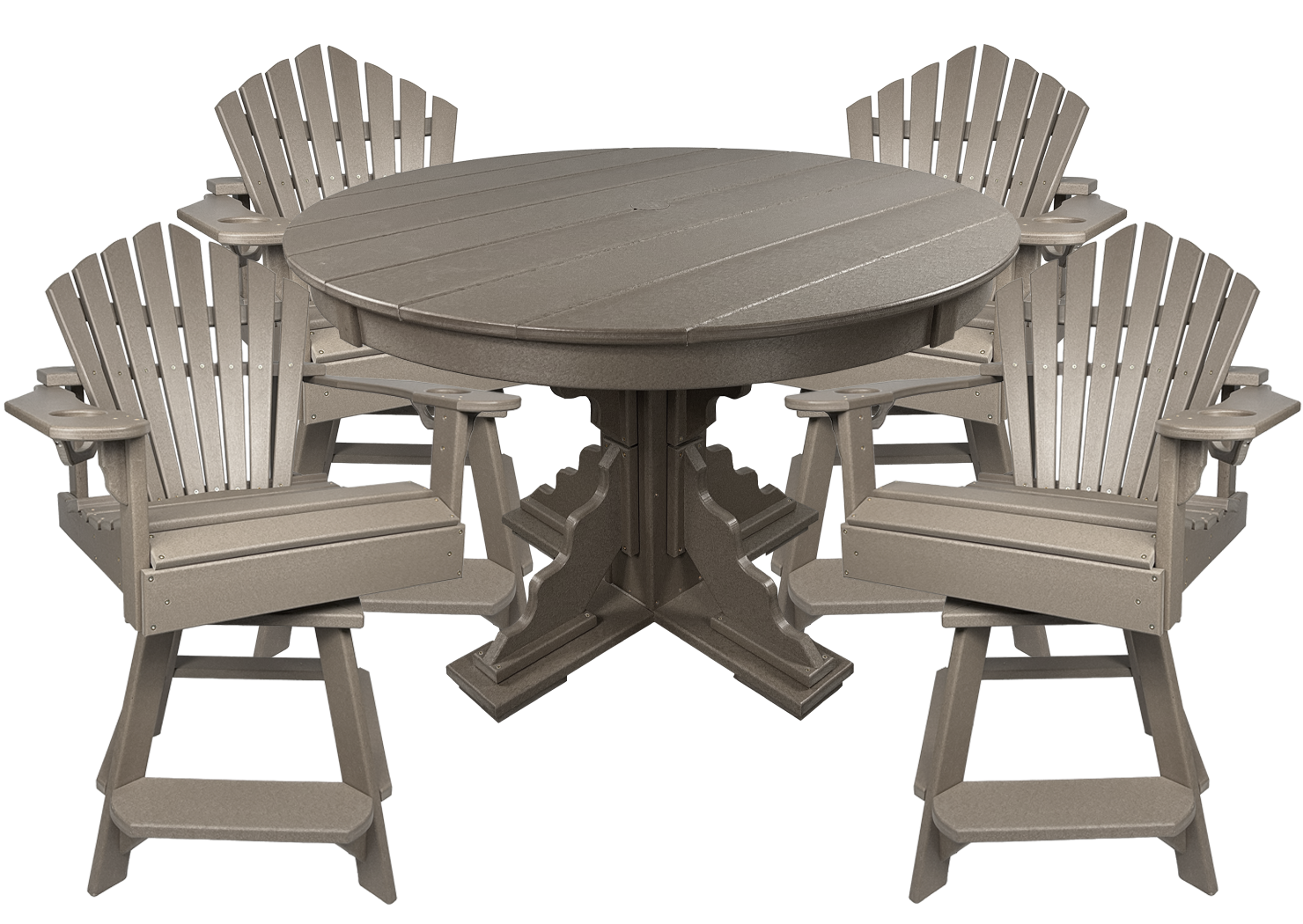 5-Piece 44”rd. Bridgewater Counter Swivels With Built In Cupholders Set