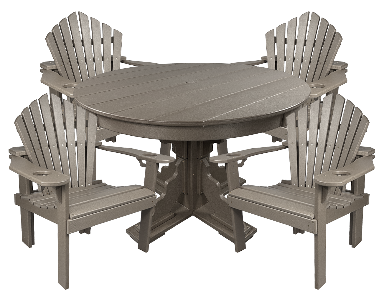5-Piece 44”rd. Bridgewater Dining Set With Built In Cupholders