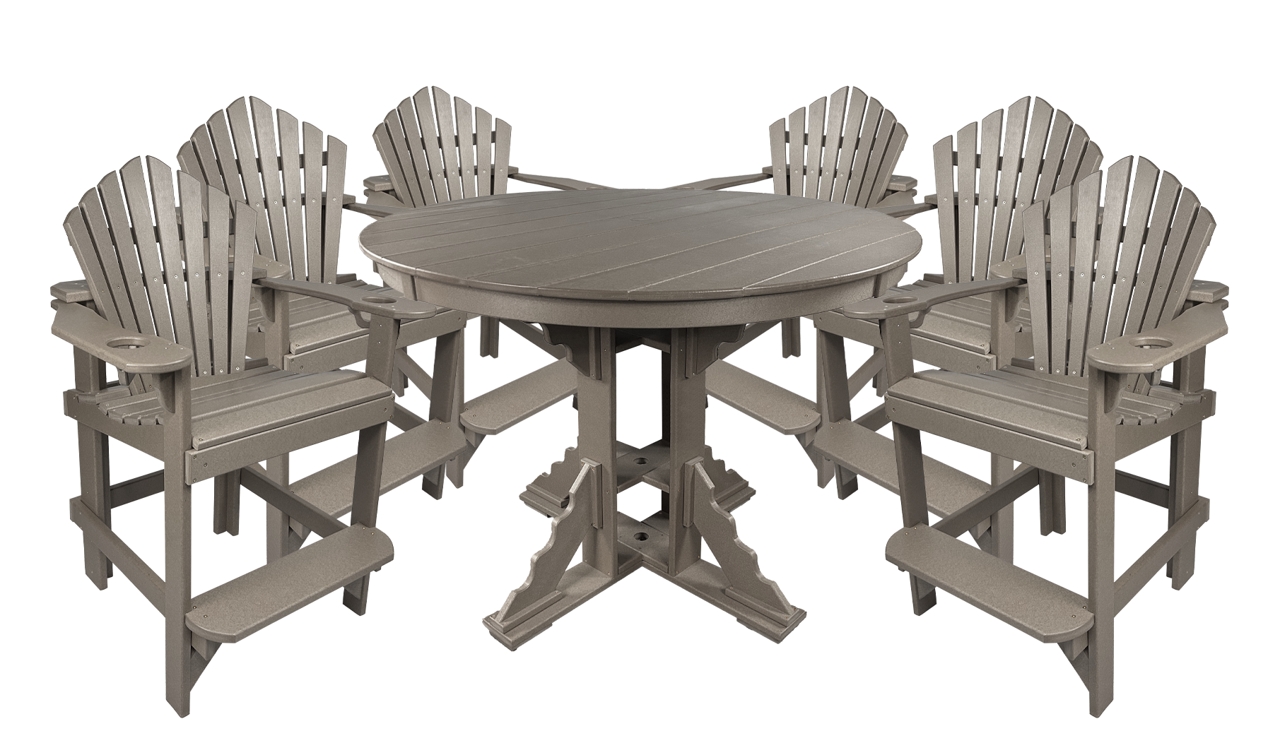7-Piece 60”rd. Bridgewater Counter Set With Built In Cupholders