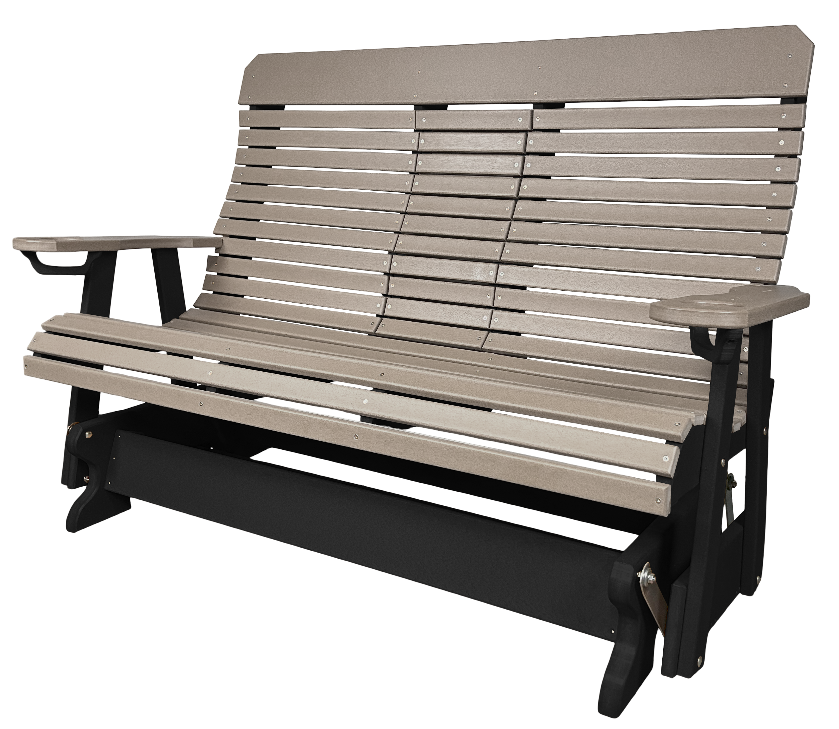 5’ft Rolled Back Loveseat Glider With Fold Down Console