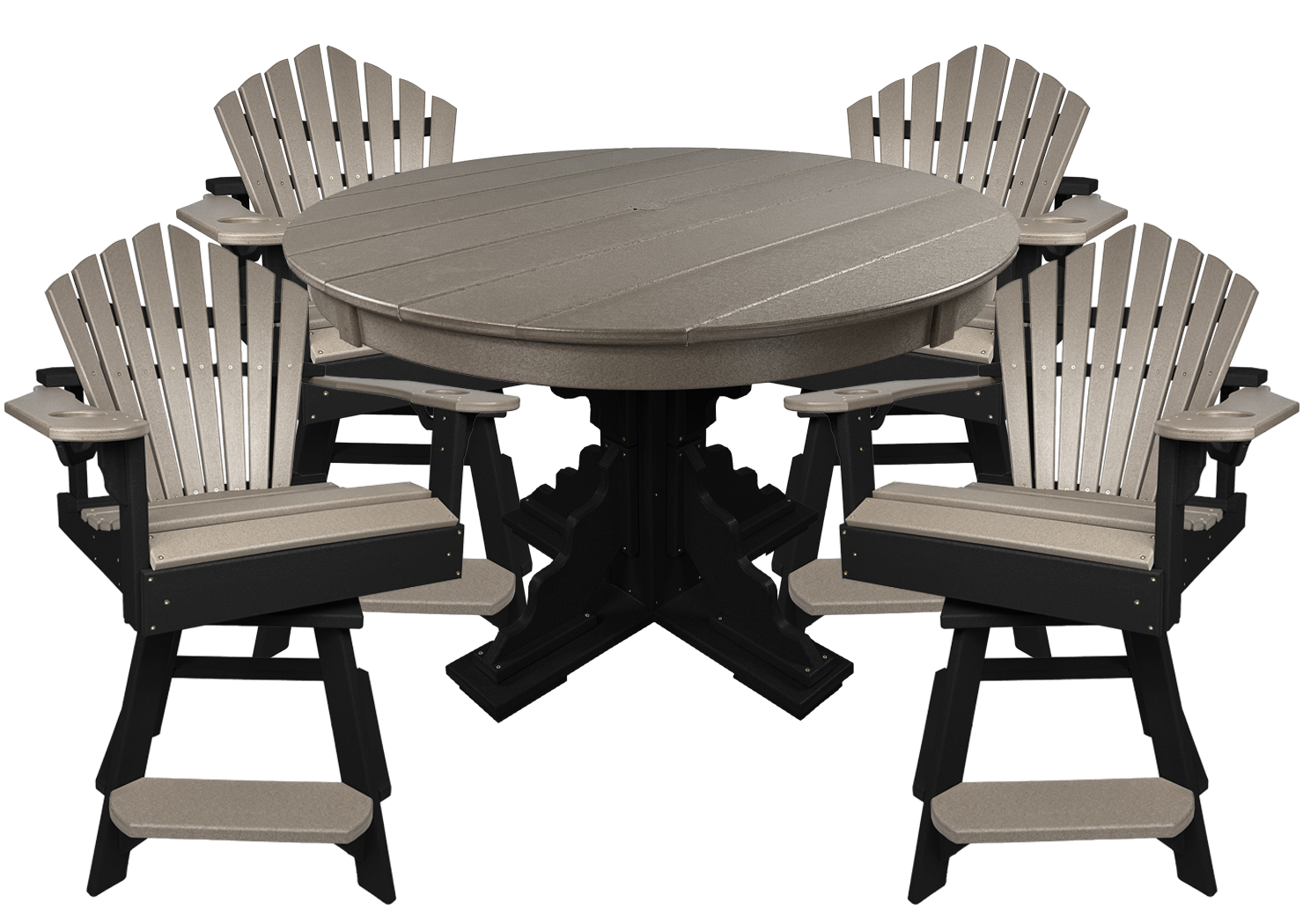 5-Piece 44”rd. Bridgewater Counter Swivels With Built In Cupholders Set