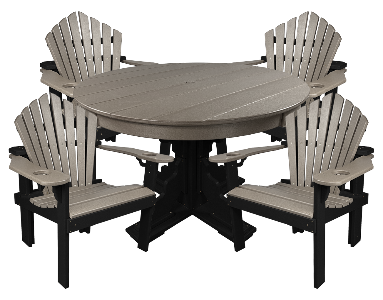 5-Piece 44”rd. Bridgewater Dining Set With Built In Cupholders