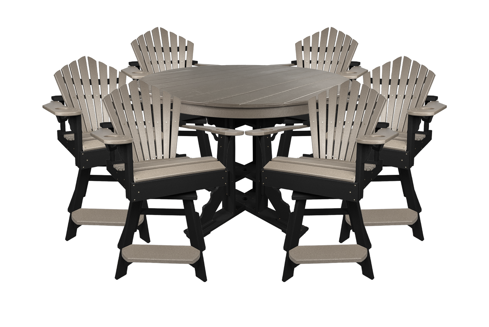 7-Piece 60”rd. Bridgewater Counter Swivels With Built In Cupholders Set