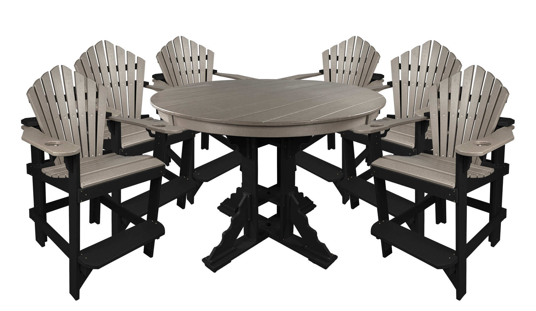 7-Piece 60”rd. Bridgewater Counter Set With Built In Cupholders