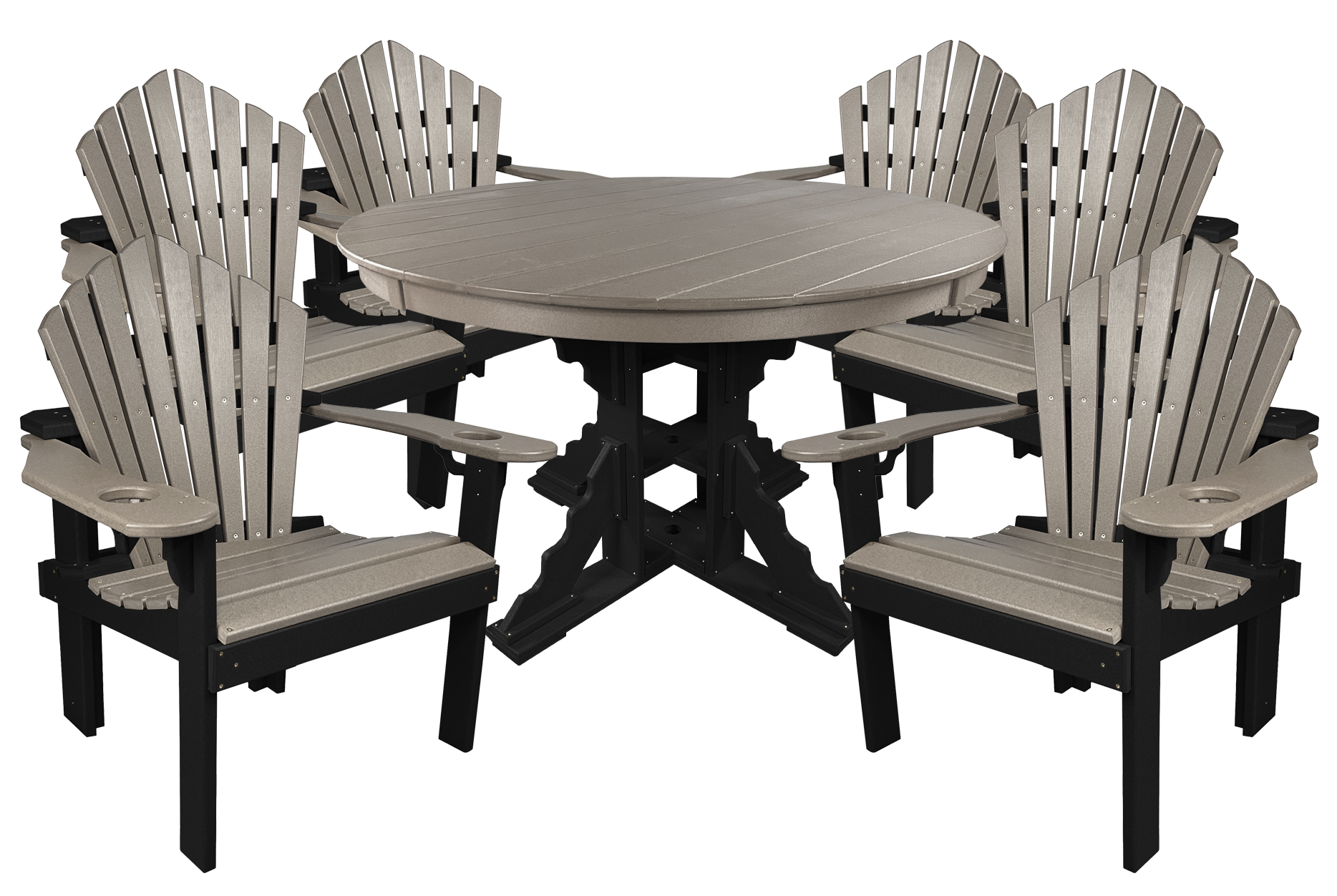 7-Piece 60”rd. Bridgewater Dining Set With Built In Cupholders