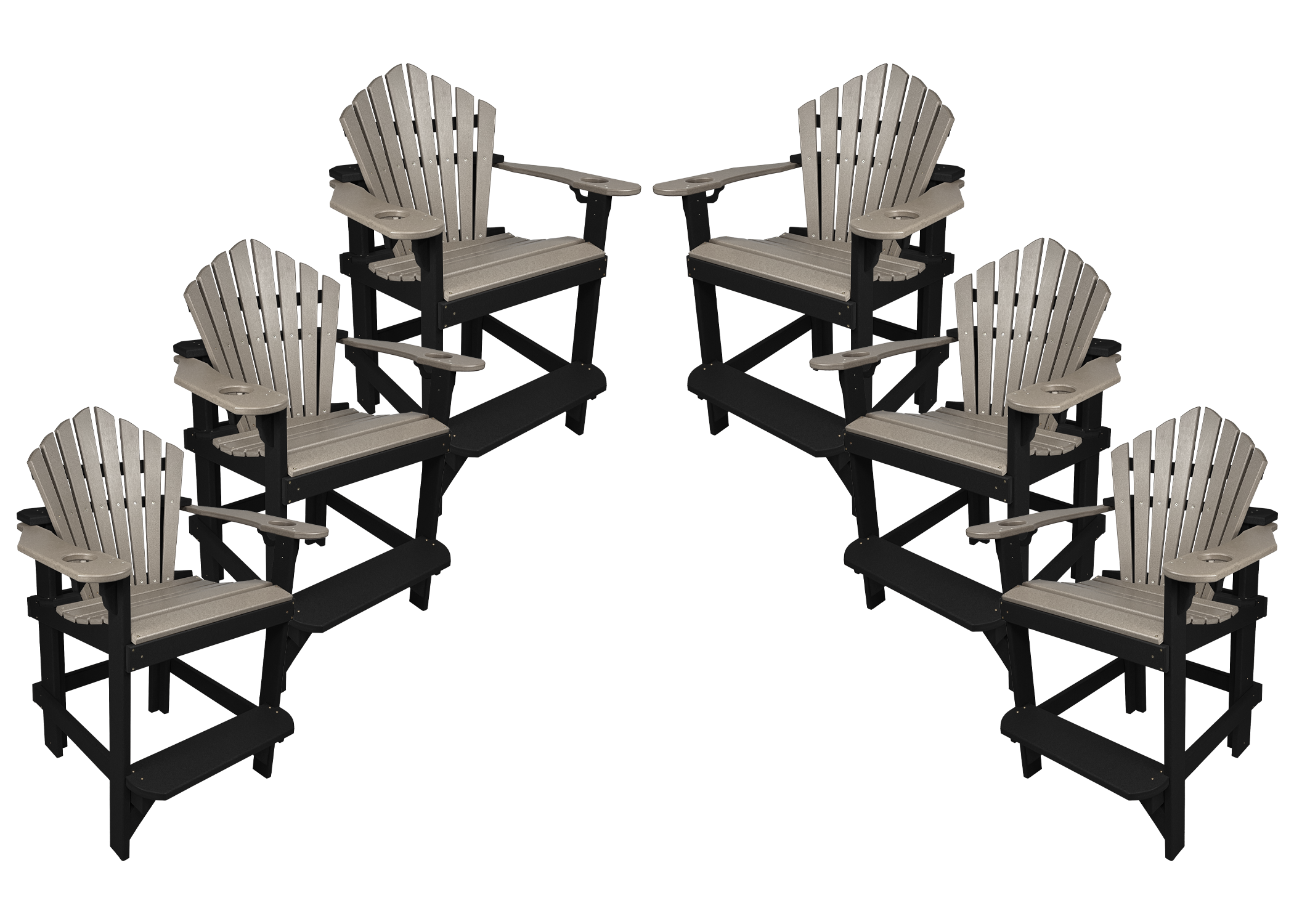 Set of 6 - Bridgewater Counter Chairs With Built In Cupholders