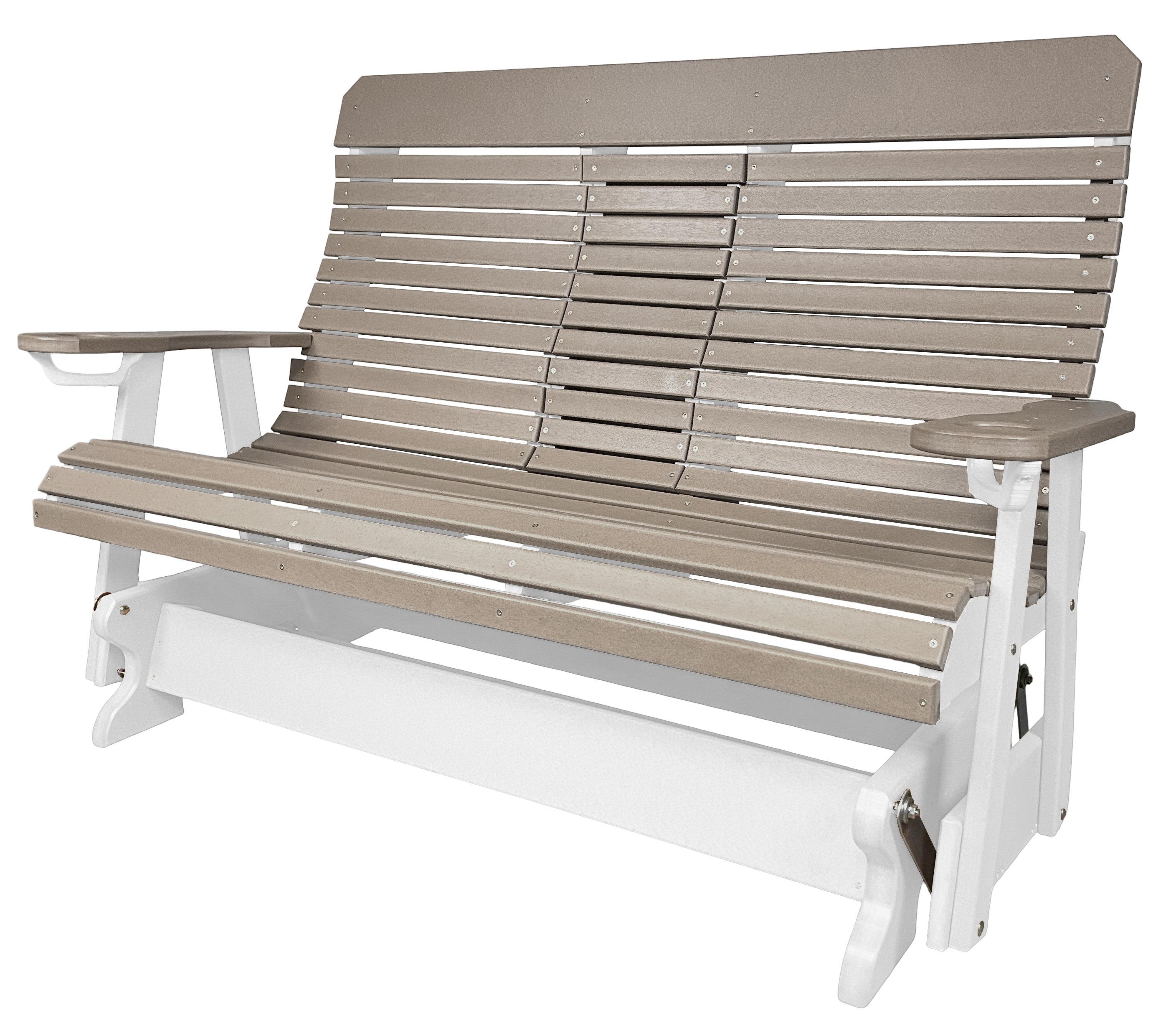 5’ft Rolled Back Loveseat Glider With Fold Down Console