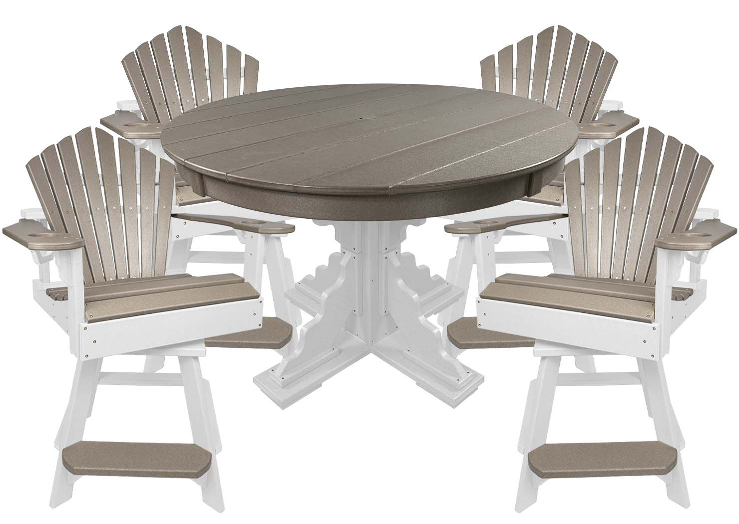 5-Piece 44”rd. Bridgewater Counter Swivels With Built In Cupholders Set