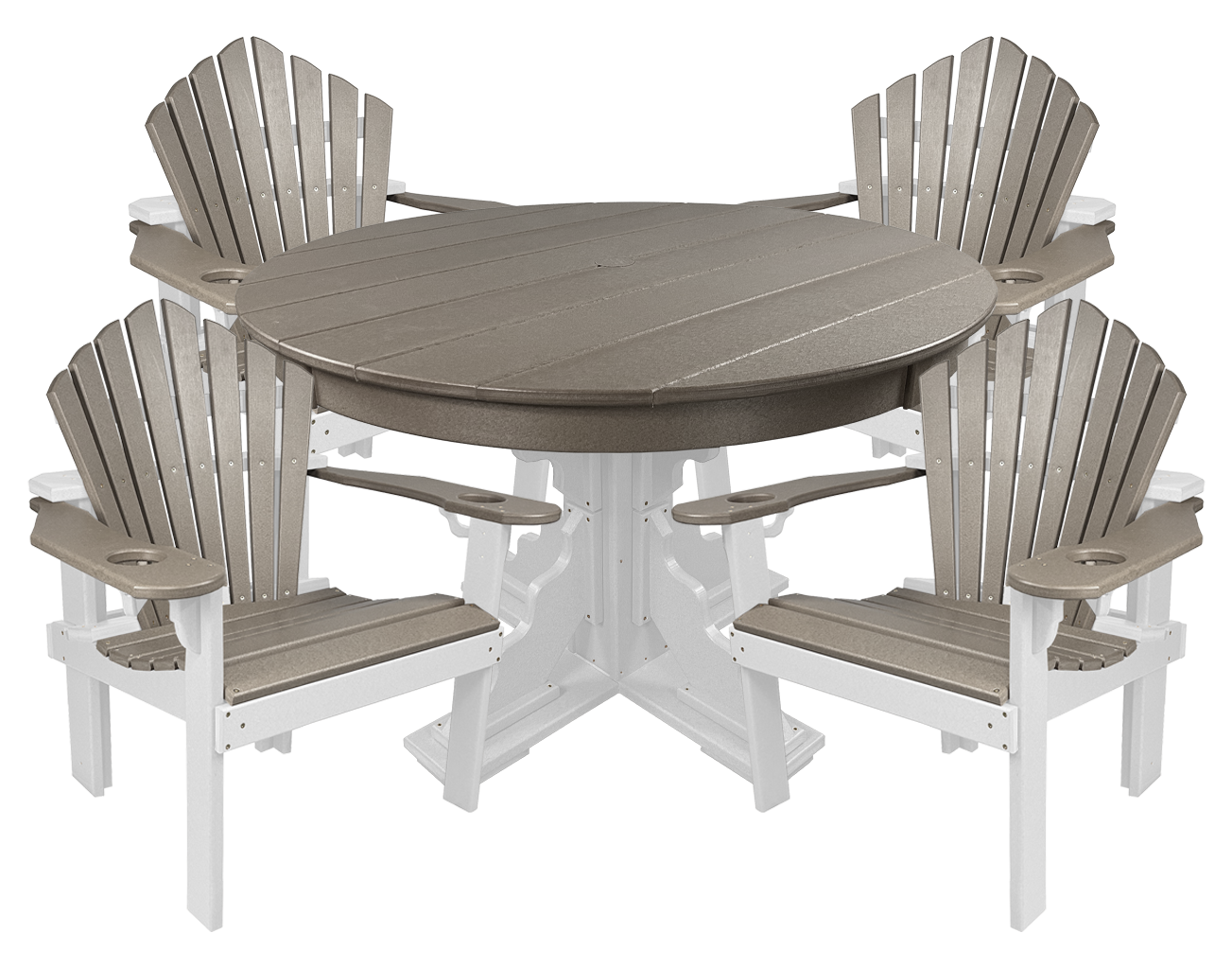 5-Piece 44”rd. Bridgewater Dining Set With Built In Cupholders