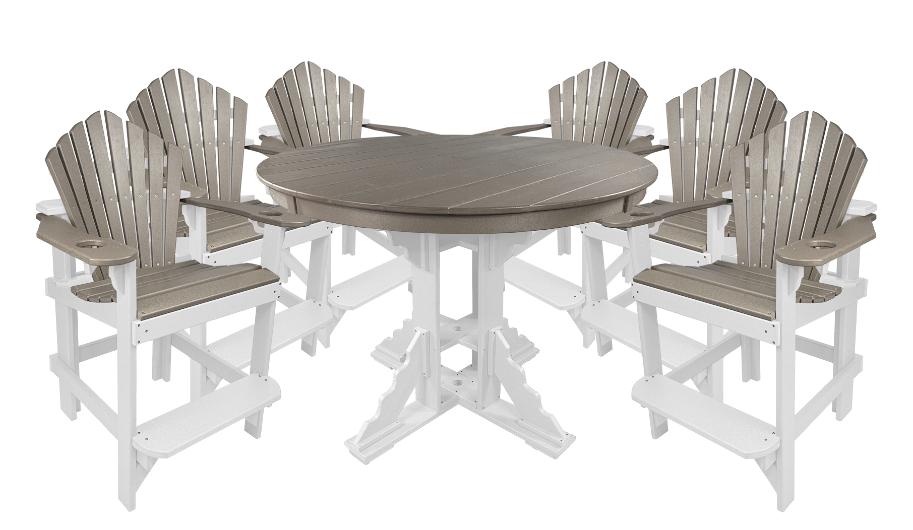 7-Piece 60”rd. Bridgewater Counter Set With Built In Cupholders