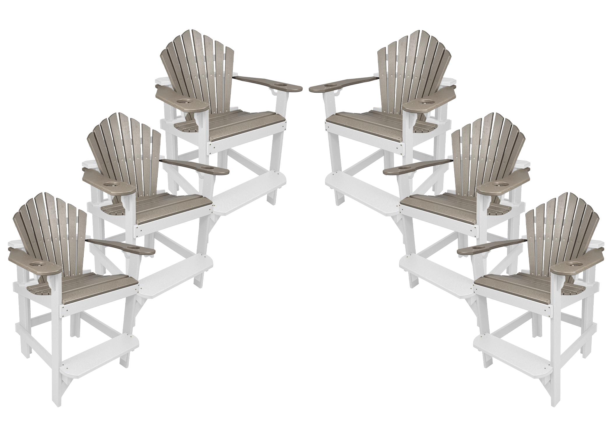 Set of 6 - Bridgewater Counter Chairs With Built In Cupholders