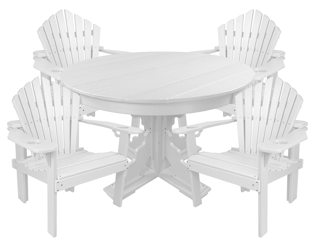 5-Piece 44”rd. Bridgewater Dining Set With Built In Cupholders