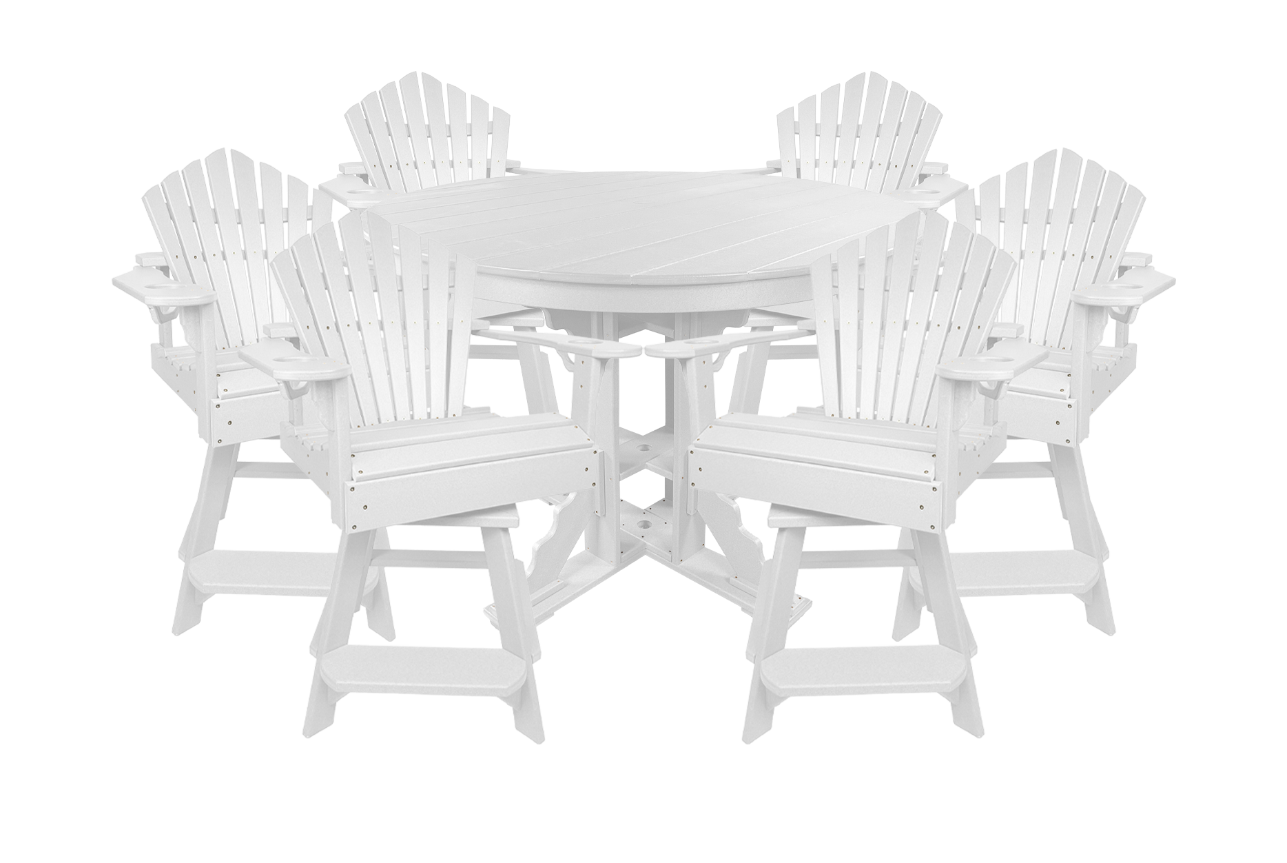 7-Piece 60”rd. Bridgewater Counter Swivels With Built In Cupholders Set