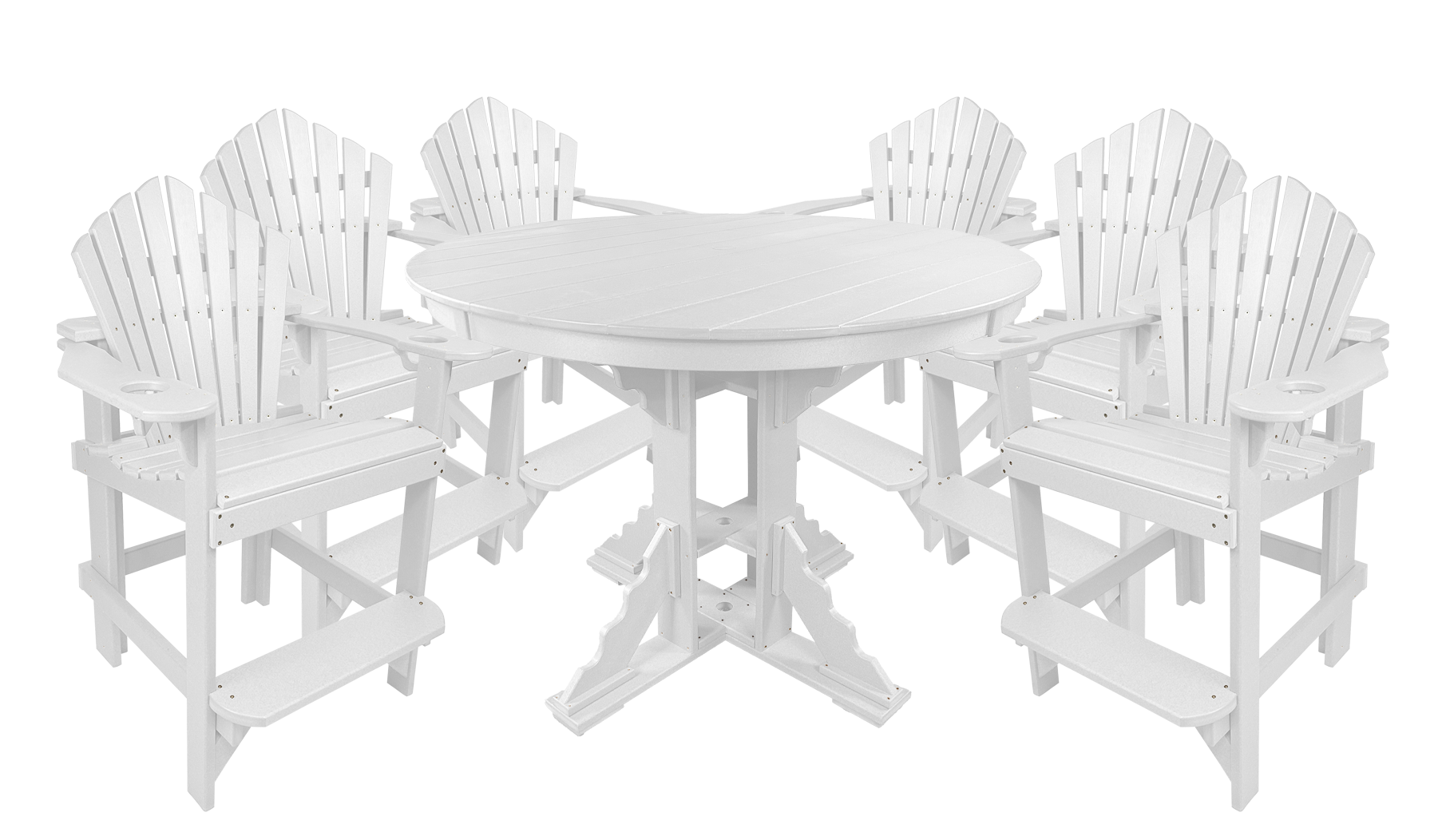 7-Piece 60”rd. Bridgewater Counter Set With Built In Cupholders